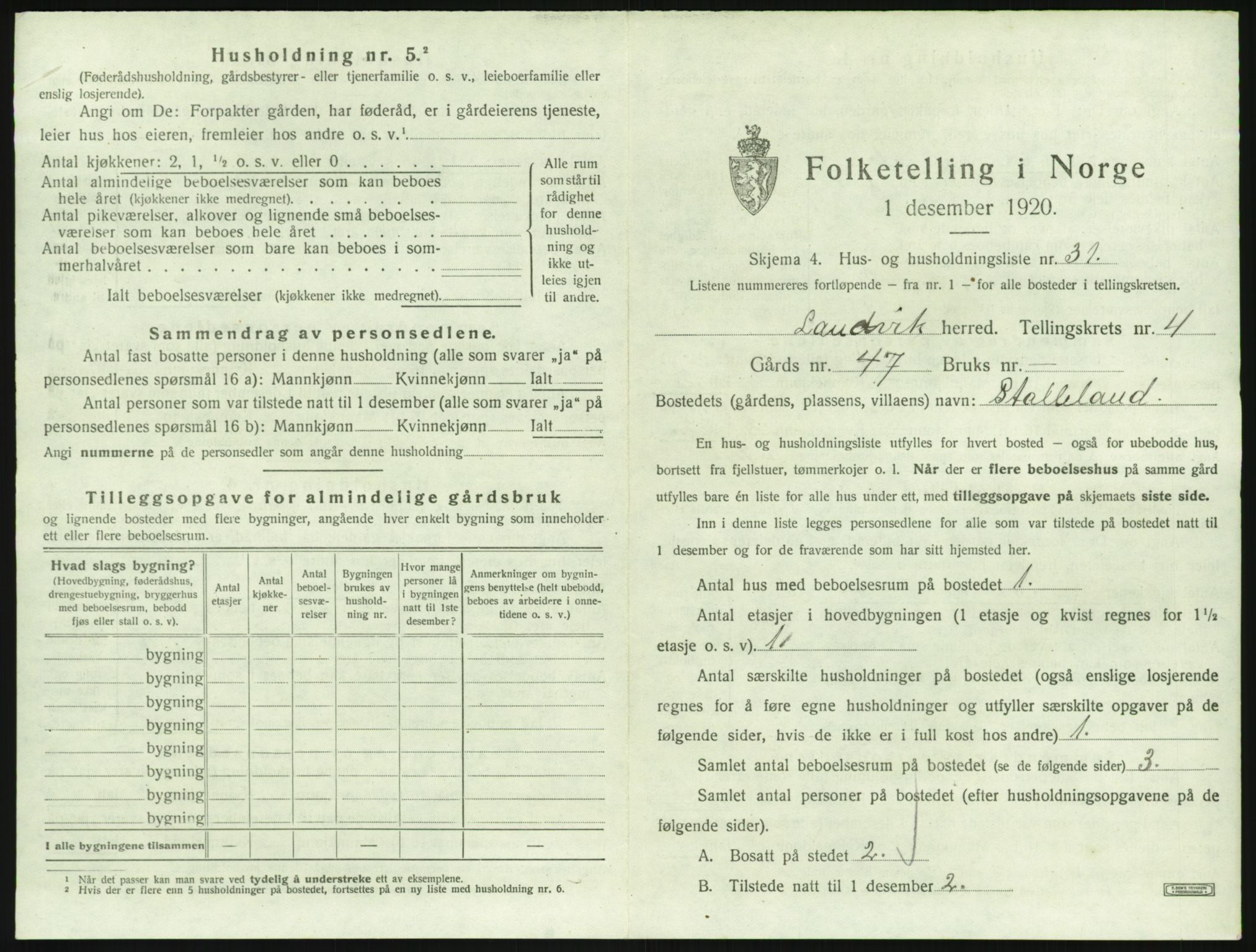 SAK, 1920 census for Landvik, 1920, p. 742