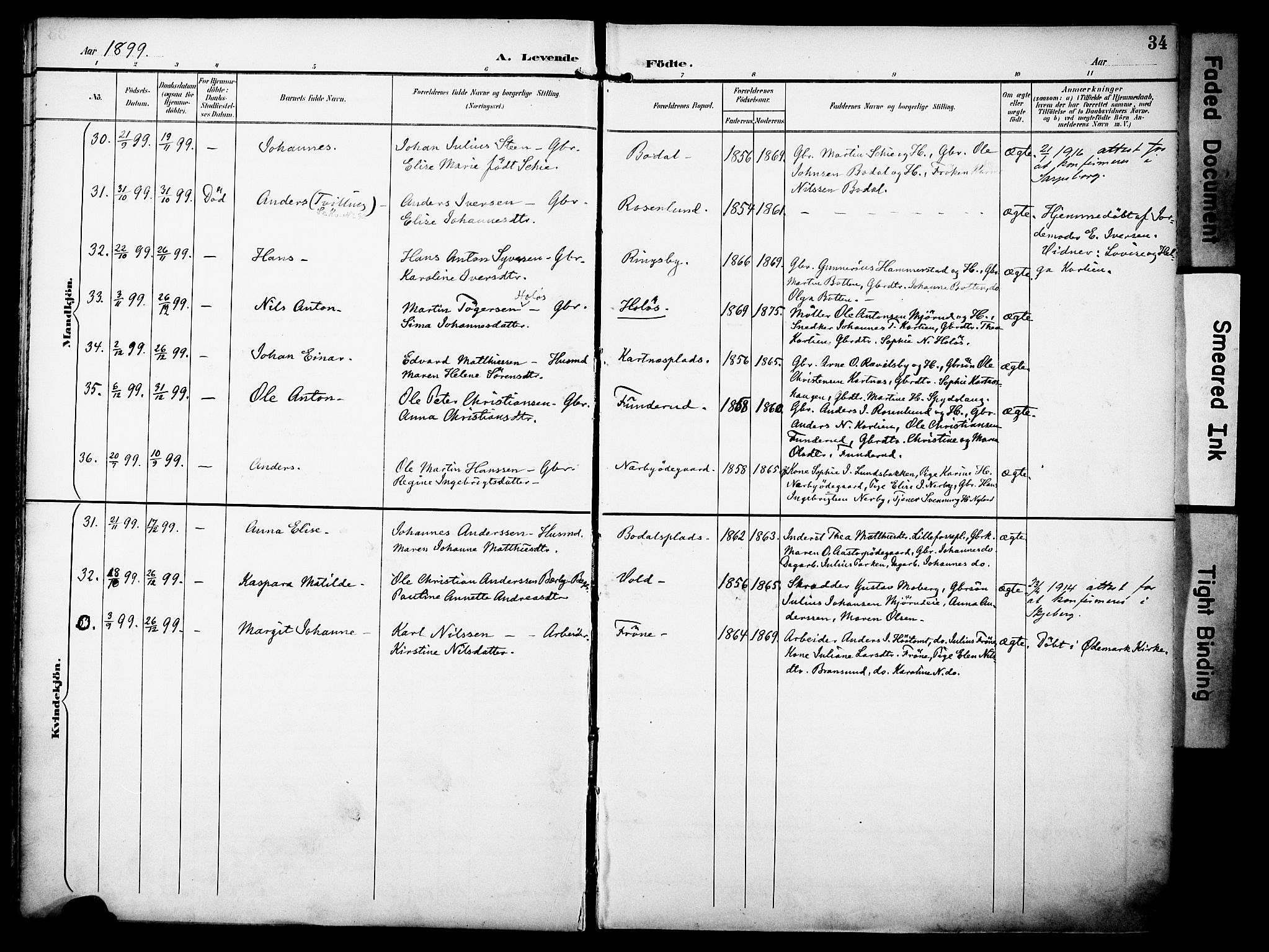 Rakkestad prestekontor Kirkebøker, AV/SAO-A-2008/F/Fa/L0013: Parish register (official) no. I 13, 1894-1908, p. 34