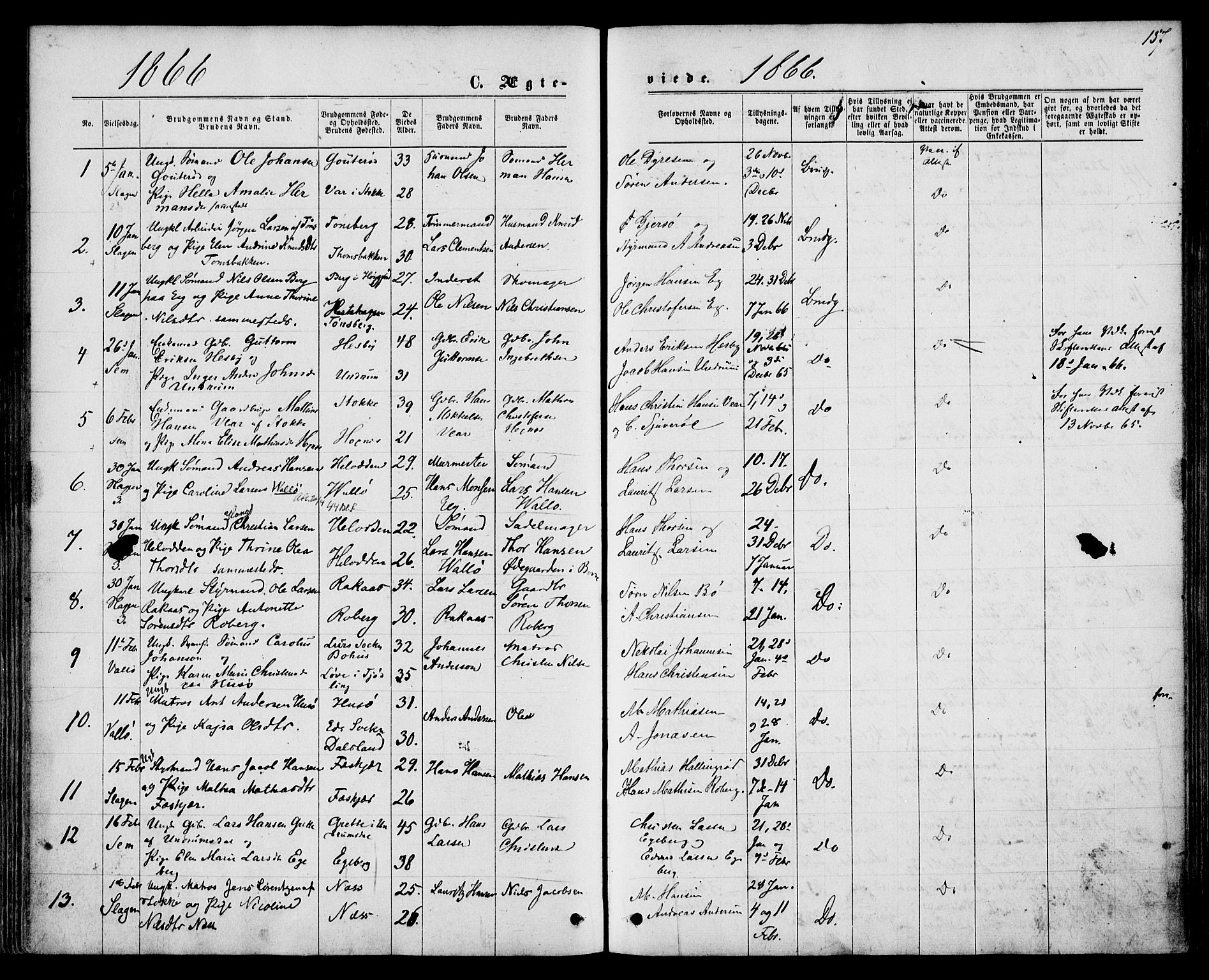 Sem kirkebøker, SAKO/A-5/F/Fa/L0008: Parish register (official) no. I 8, 1866-1873, p. 157
