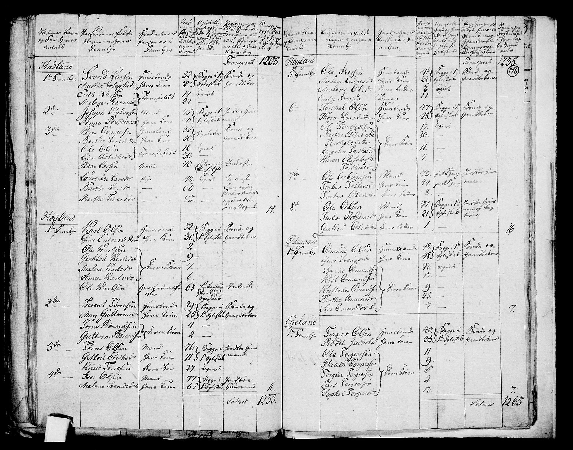 RA, 1801 census for 1121P Lye, 1801, p. 175b-176a