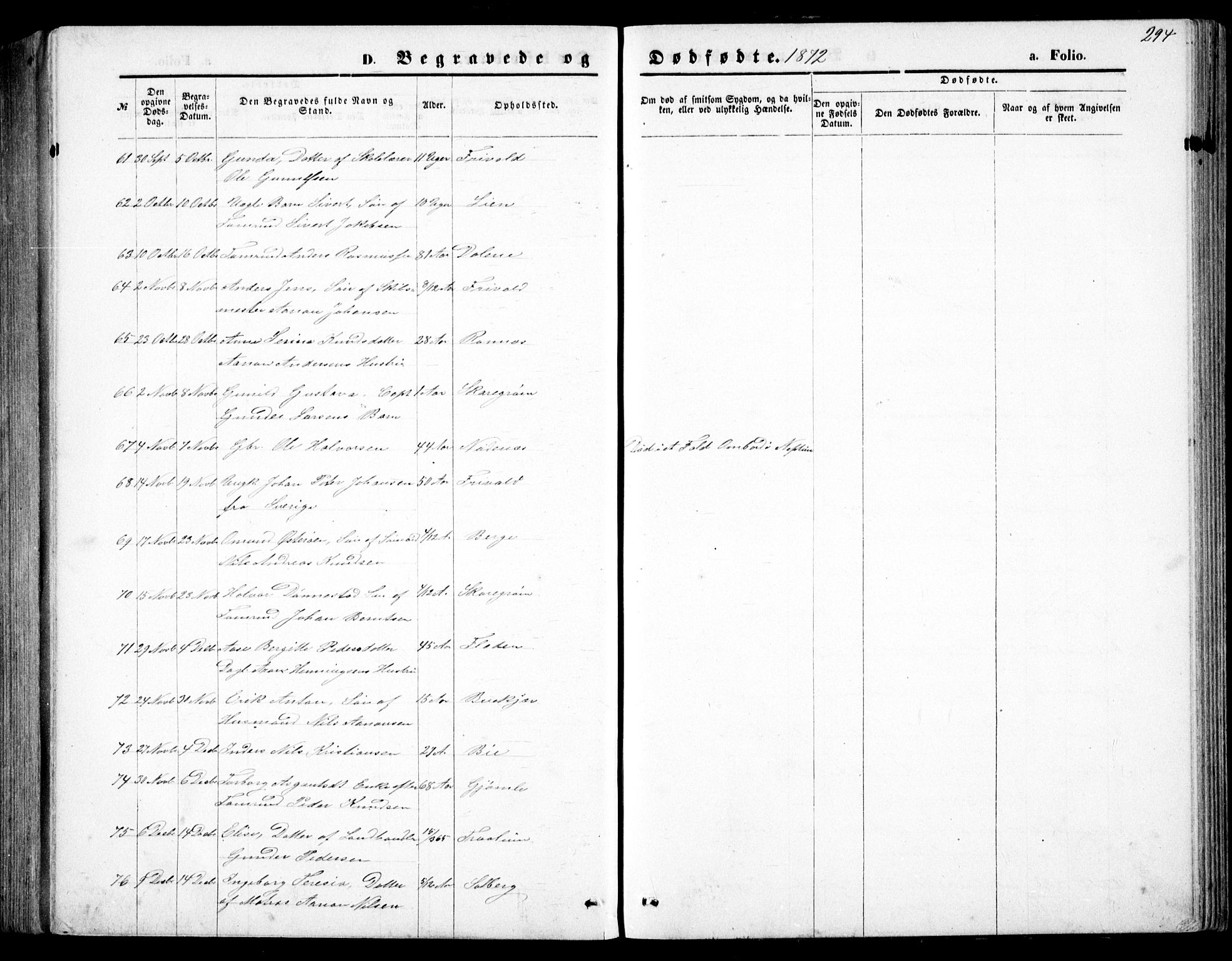 Fjære sokneprestkontor, AV/SAK-1111-0011/F/Fb/L0010: Parish register (copy) no. B 10, 1871-1880, p. 294
