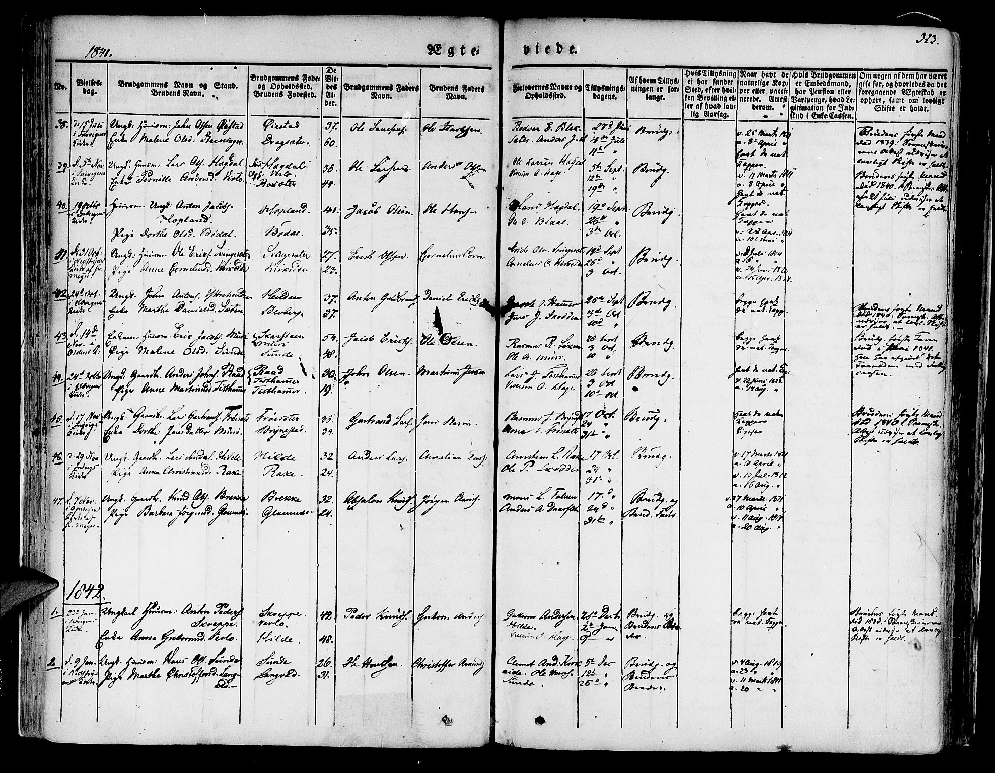 Innvik sokneprestembete, AV/SAB-A-80501: Parish register (official) no. A 4II, 1832-1846, p. 323