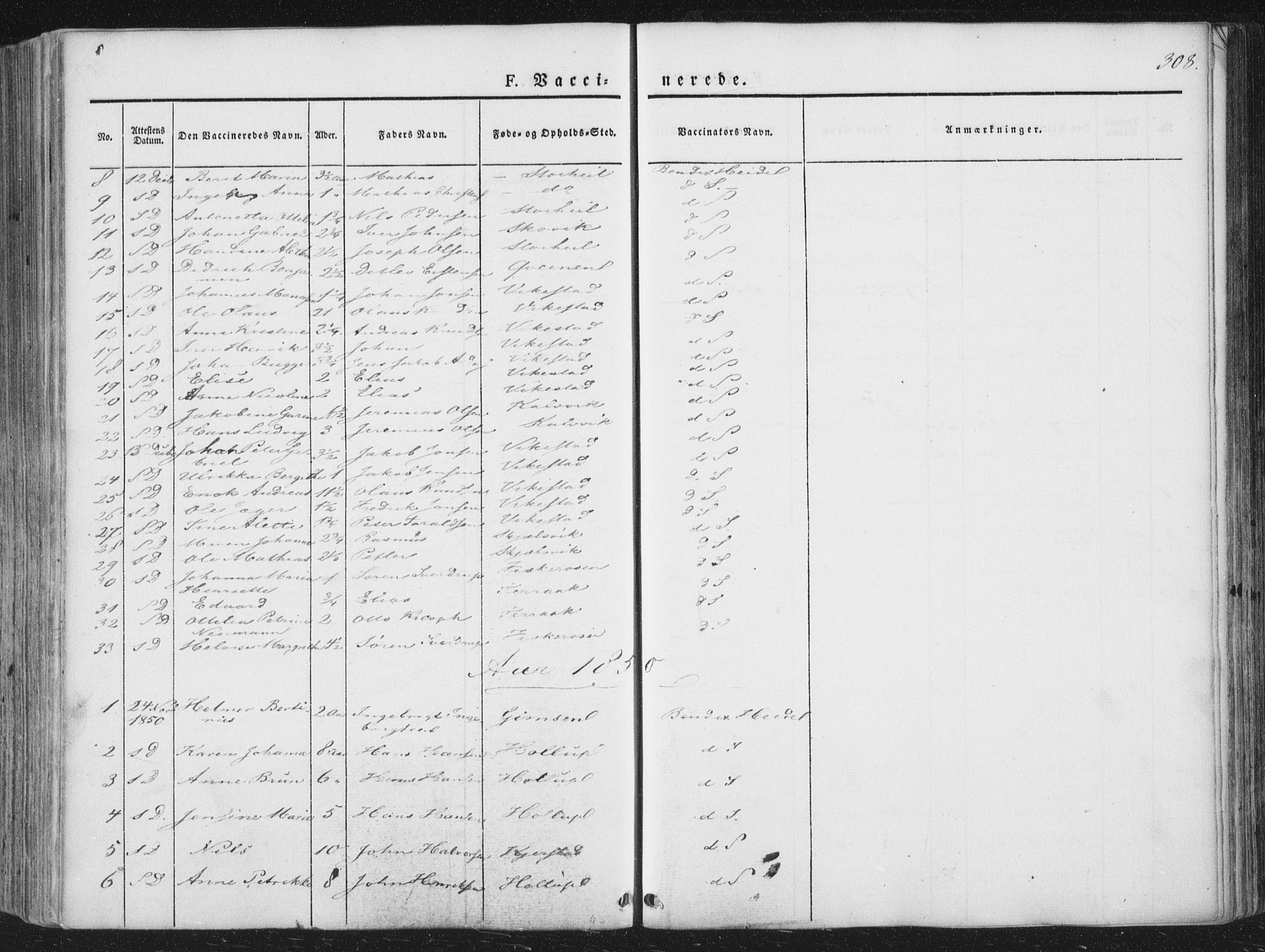 Ministerialprotokoller, klokkerbøker og fødselsregistre - Nordland, AV/SAT-A-1459/810/L0144: Parish register (official) no. 810A07 /1, 1841-1862, p. 308