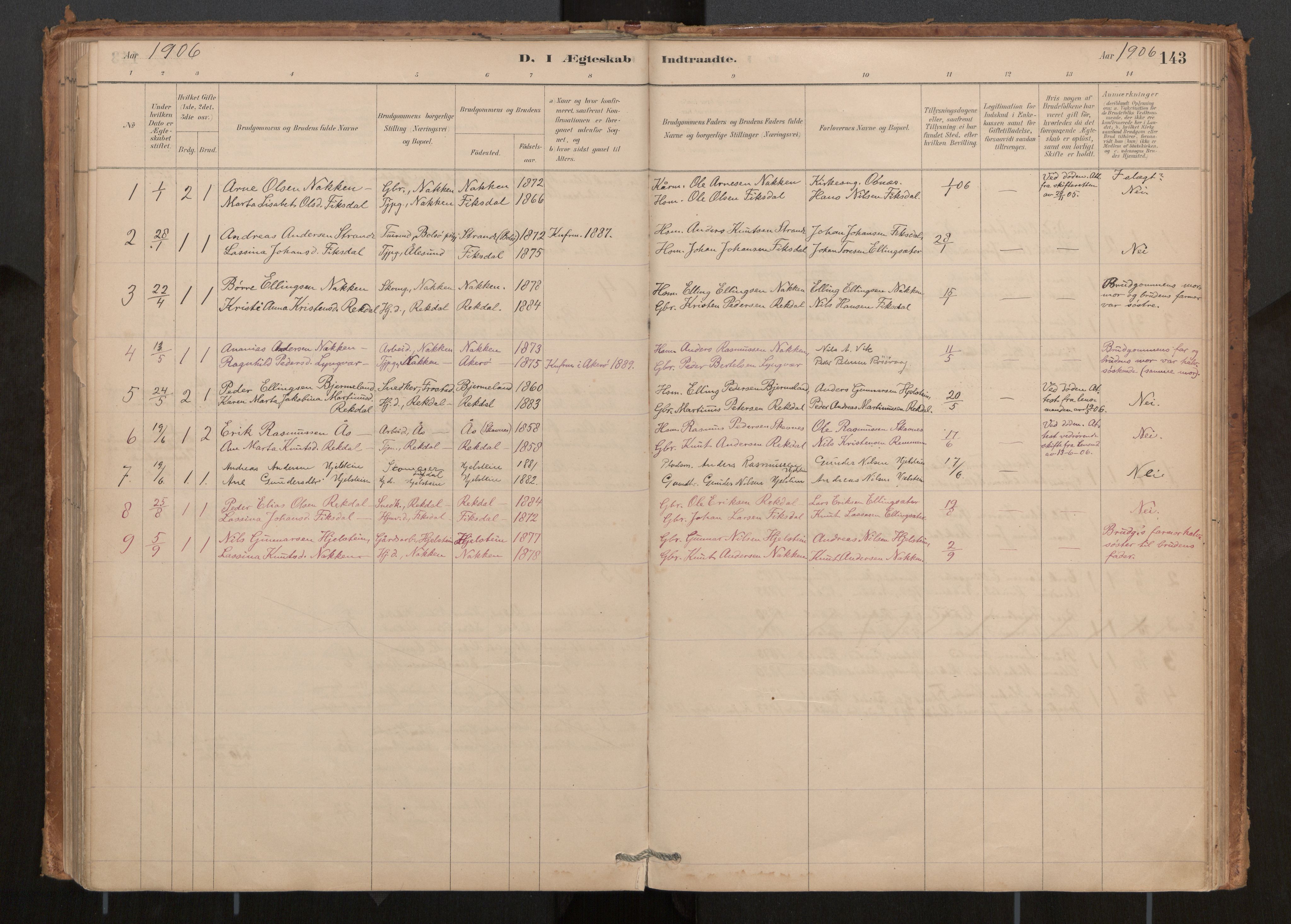 Ministerialprotokoller, klokkerbøker og fødselsregistre - Møre og Romsdal, AV/SAT-A-1454/540/L0540a: Parish register (official) no. 540A02, 1884-1908, p. 143