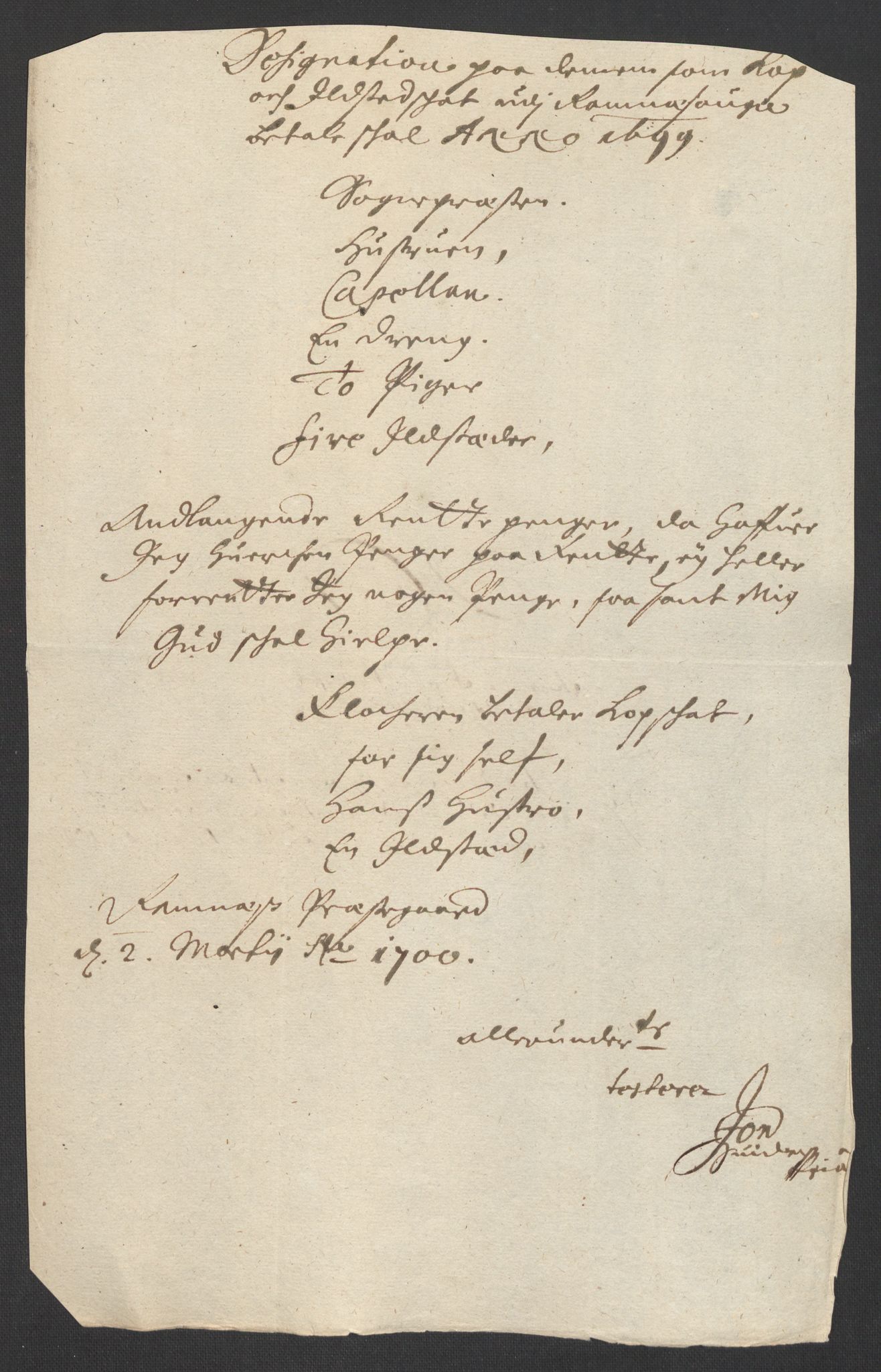 Rentekammeret inntil 1814, Reviderte regnskaper, Fogderegnskap, AV/RA-EA-4092/R32/L1869: Fogderegnskap Jarlsberg grevskap, 1700-1701, p. 139