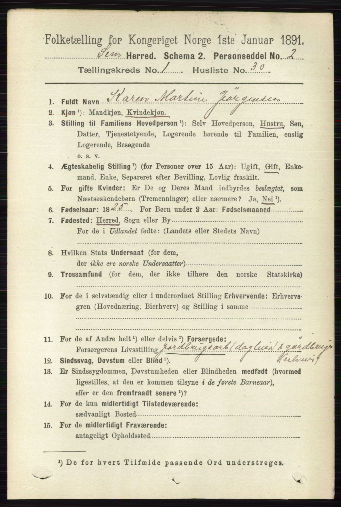 RA, 1891 census for 0721 Sem, 1891, p. 267