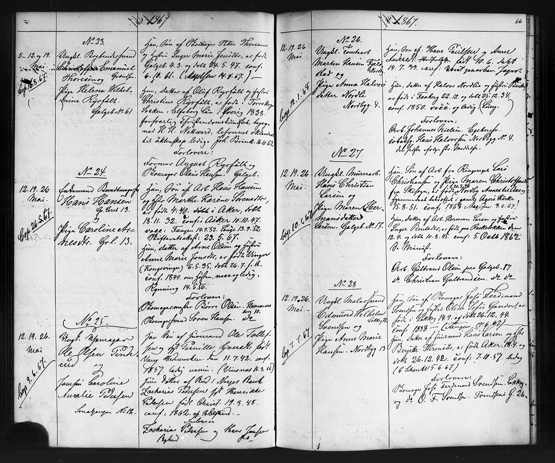 Grønland prestekontor Kirkebøker, AV/SAO-A-10848/G/Ga/L0002: Parish register (copy) no. 2, 1861-1863, p. 66