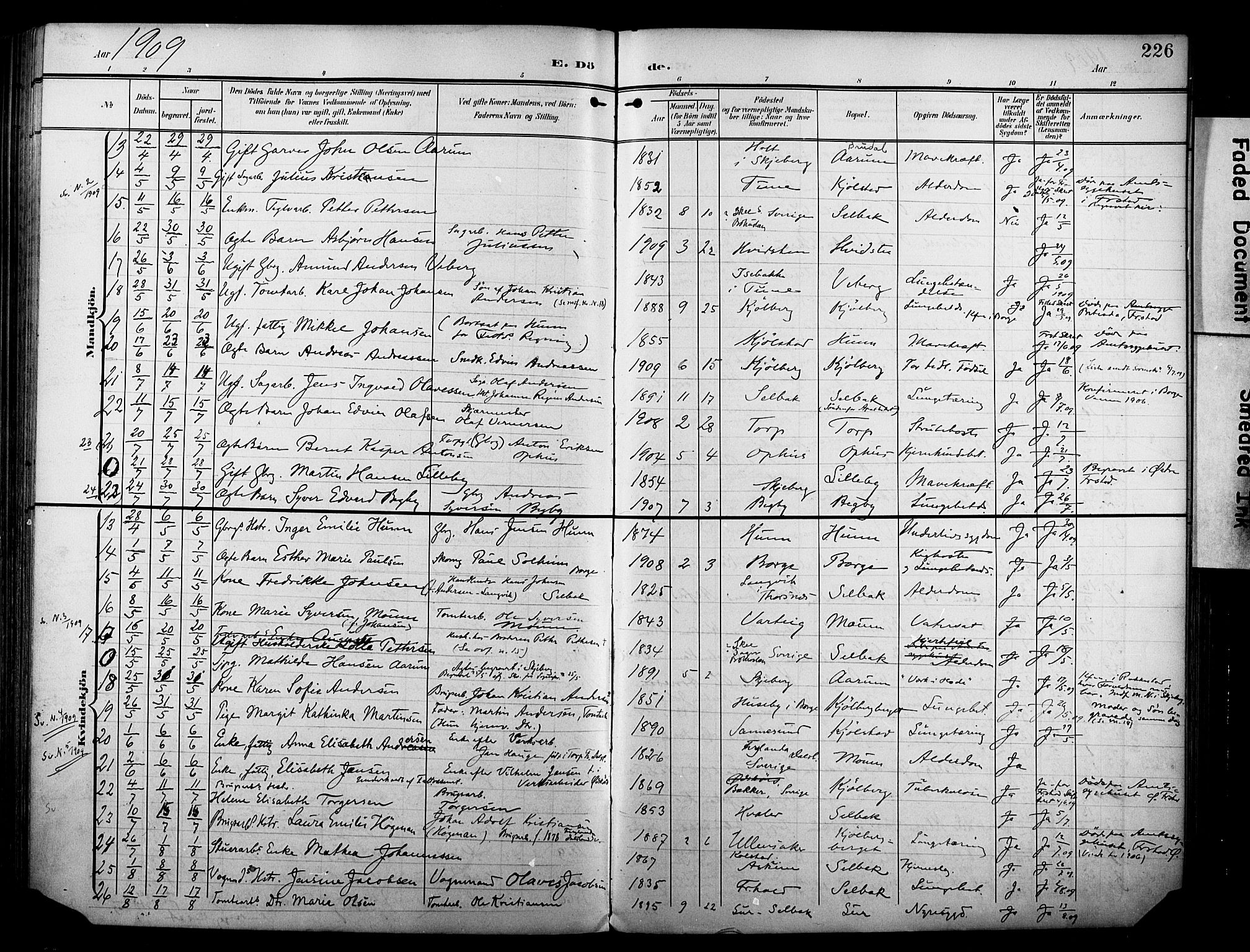 Borge prestekontor Kirkebøker, AV/SAO-A-10903/F/Fa/L0009: Parish register (official) no. I 9, 1902-1911, p. 226