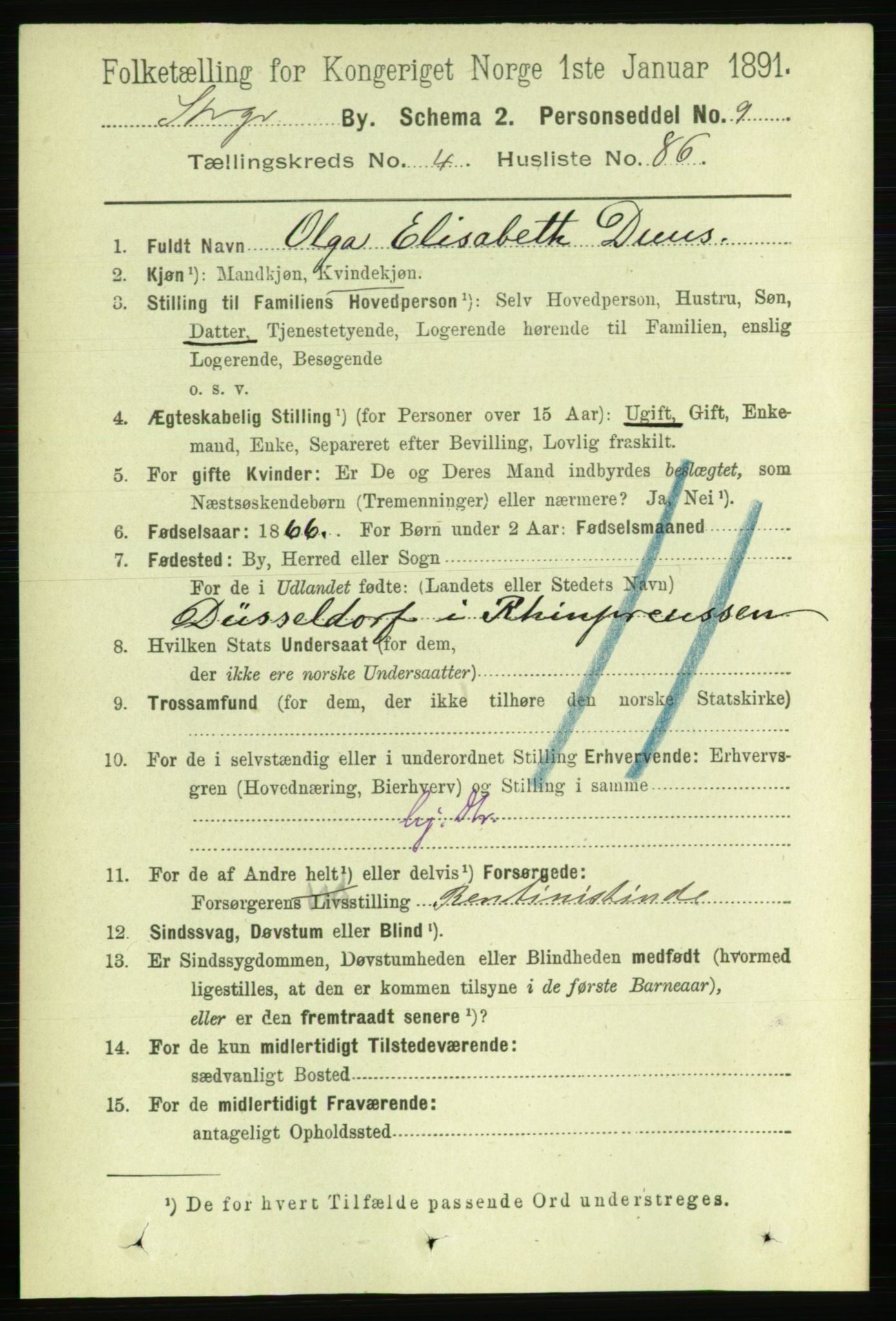 RA, 1891 census for 1103 Stavanger, 1891, p. 8592