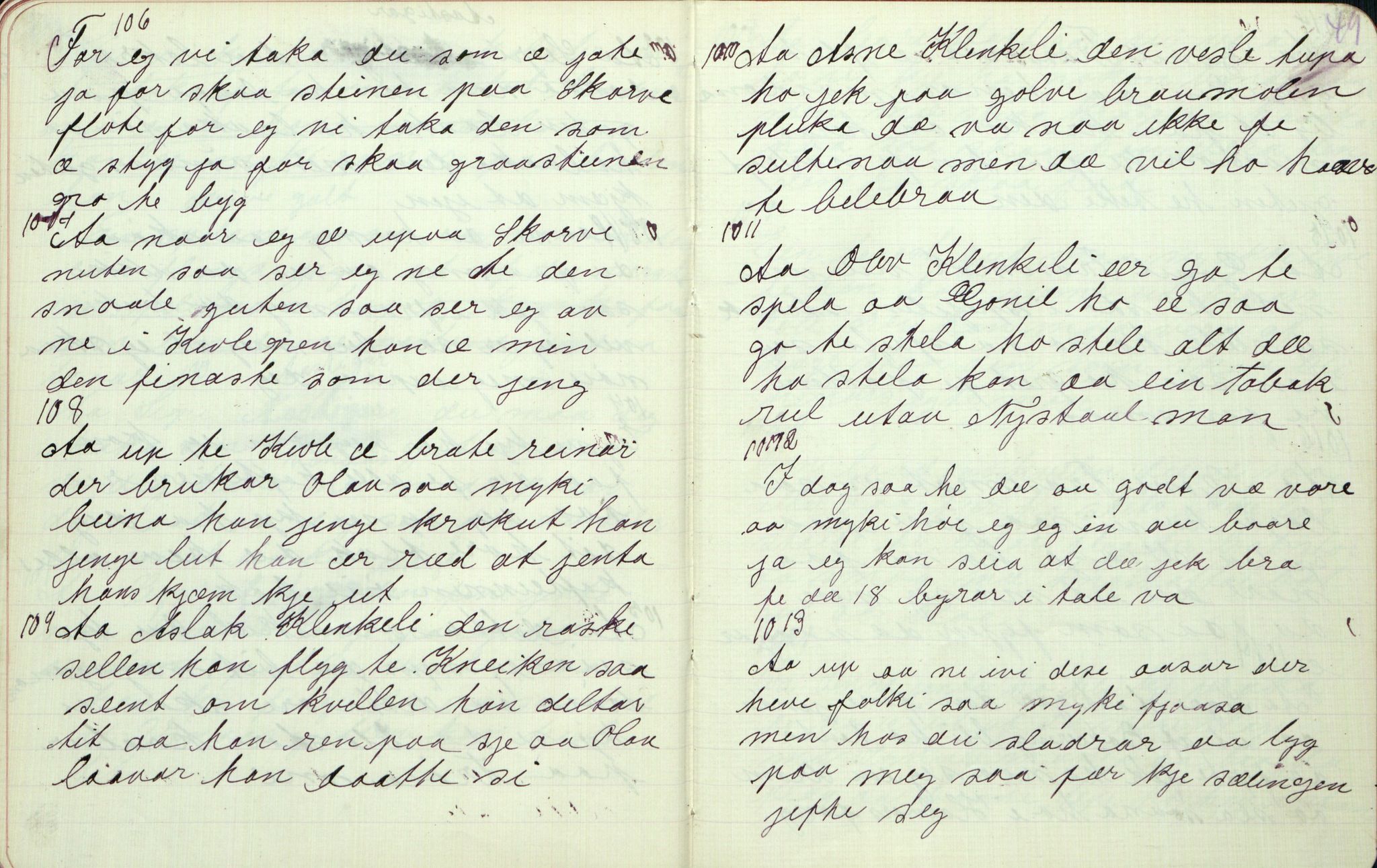 Rikard Berge, TEMU/TGM-A-1003/F/L0006/0009: 201-250 / 208 Oppskrifter av Gunhild Kivle, Seljord. Gurisilla ho sat uti veven saa fin..., 1910, p. 48-49