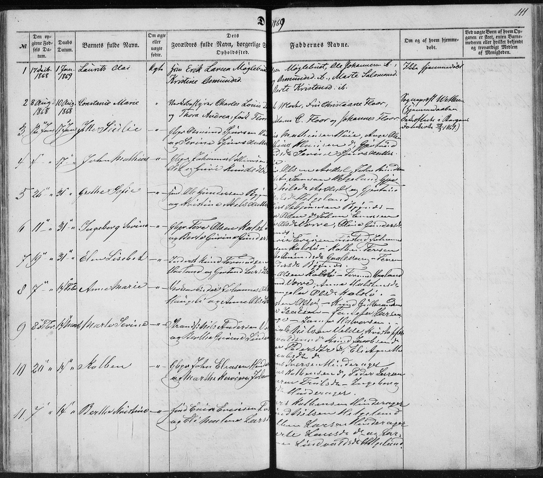 Avaldsnes sokneprestkontor, SAST/A -101851/H/Ha/Haa/L0010: Parish register (official) no. A 10, 1857-1876, p. 111