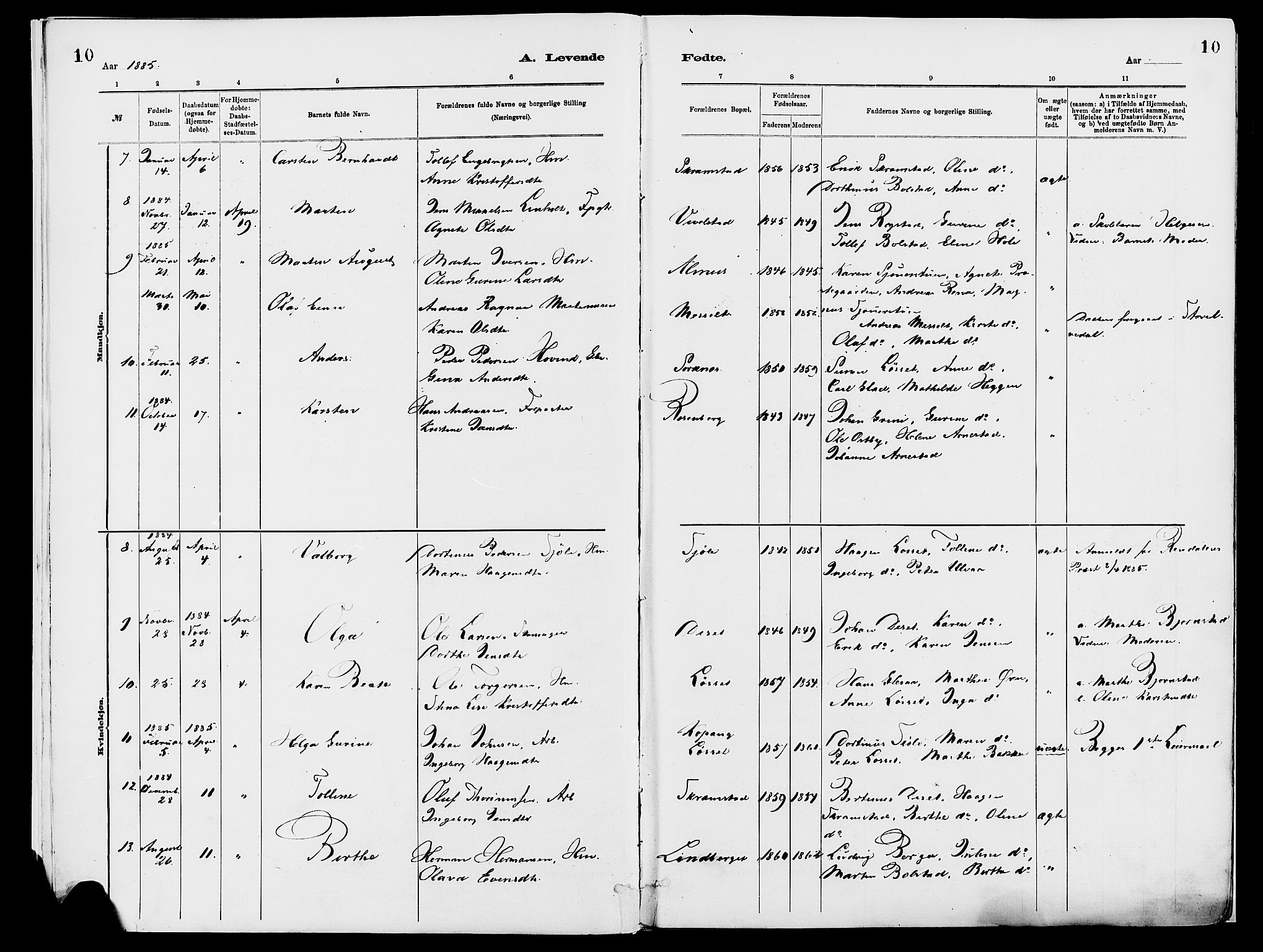 Åmot prestekontor, Hedmark, AV/SAH-PREST-056/H/Ha/Haa/L0010: Parish register (official) no. 10, 1884-1889, p. 10