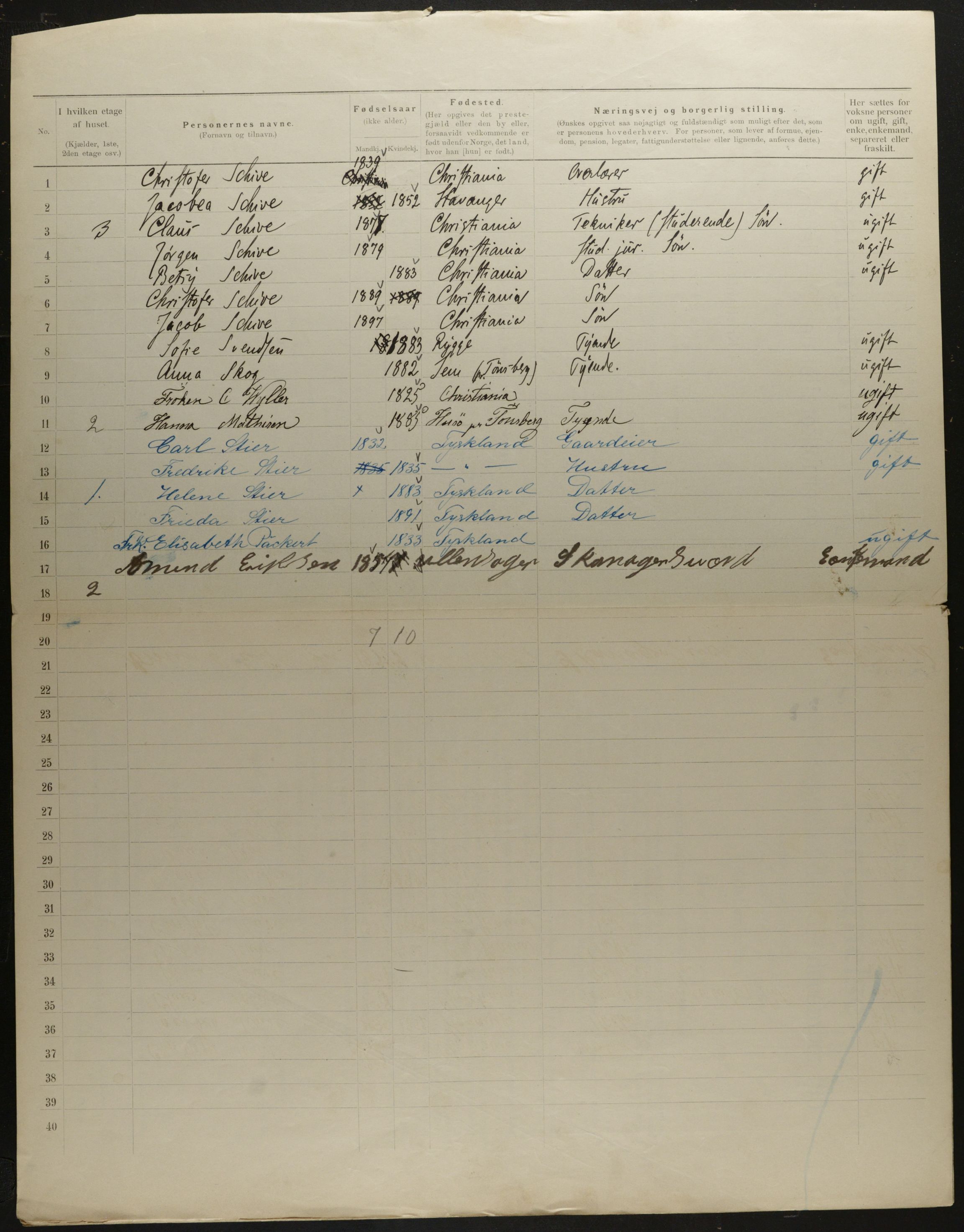 OBA, Municipal Census 1901 for Kristiania, 1901, p. 6434