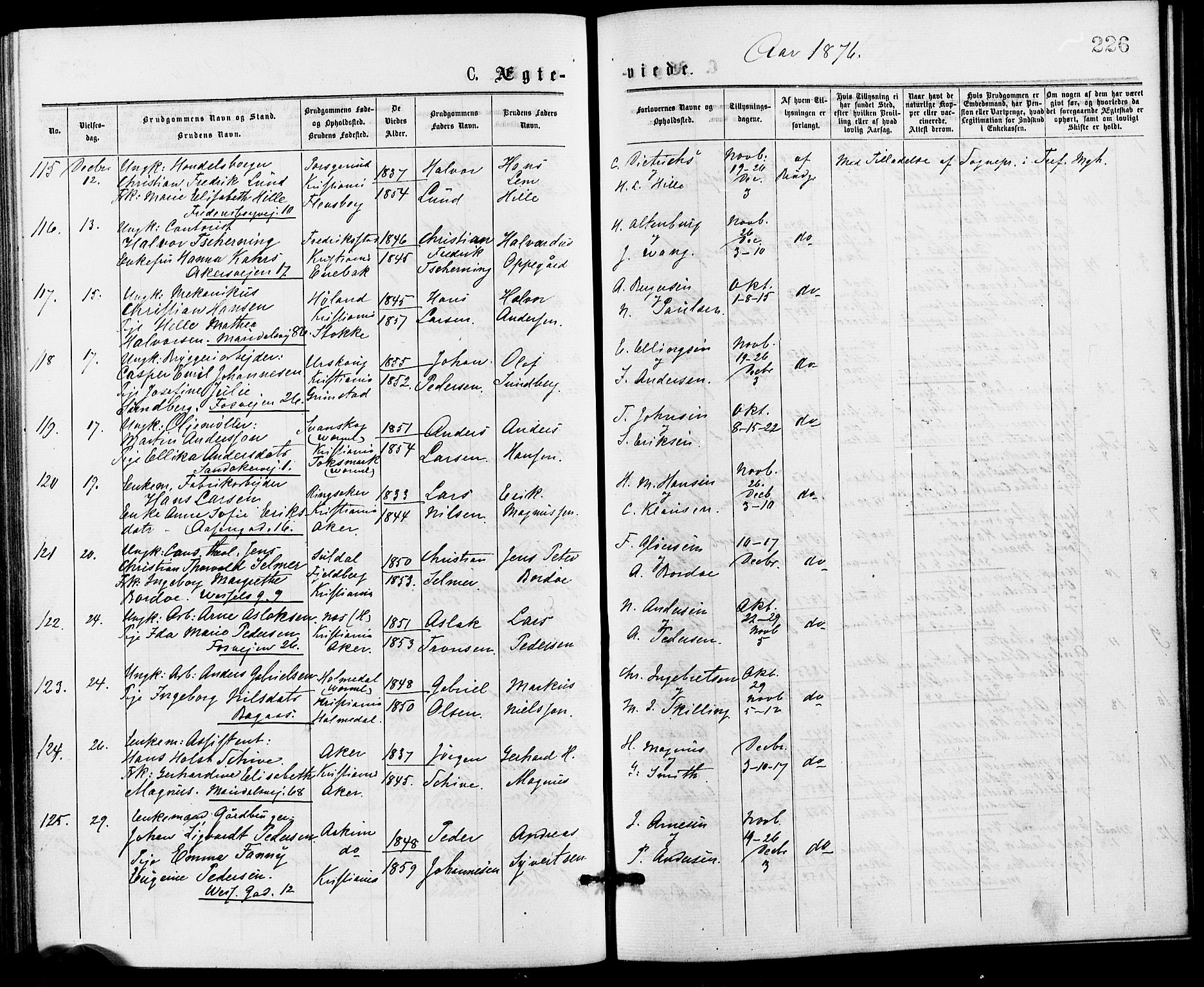 Gamle Aker prestekontor Kirkebøker, SAO/A-10617a/G/L0004: Parish register (copy) no. 4, 1875-1879, p. 226