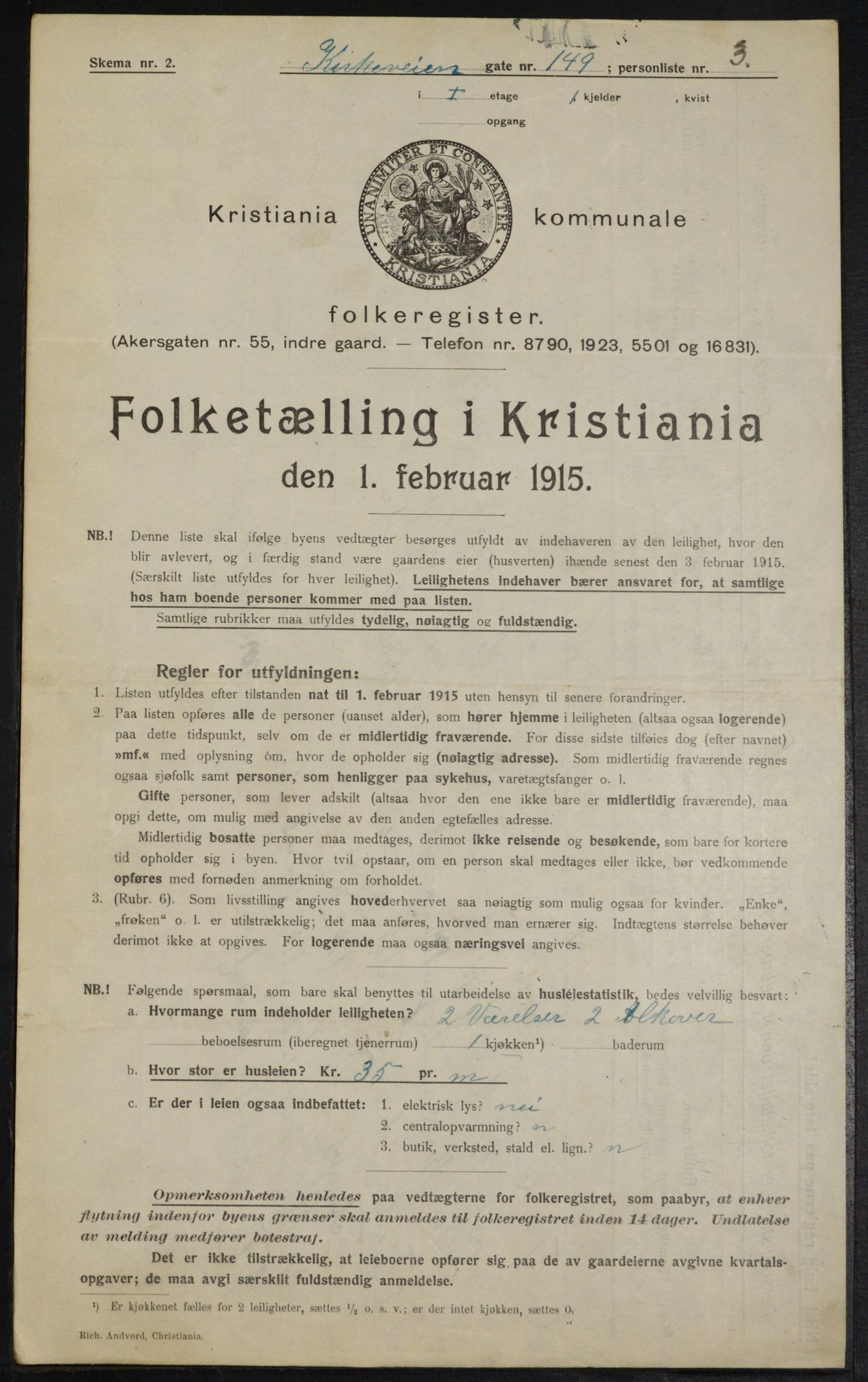 OBA, Municipal Census 1915 for Kristiania, 1915, p. 51005