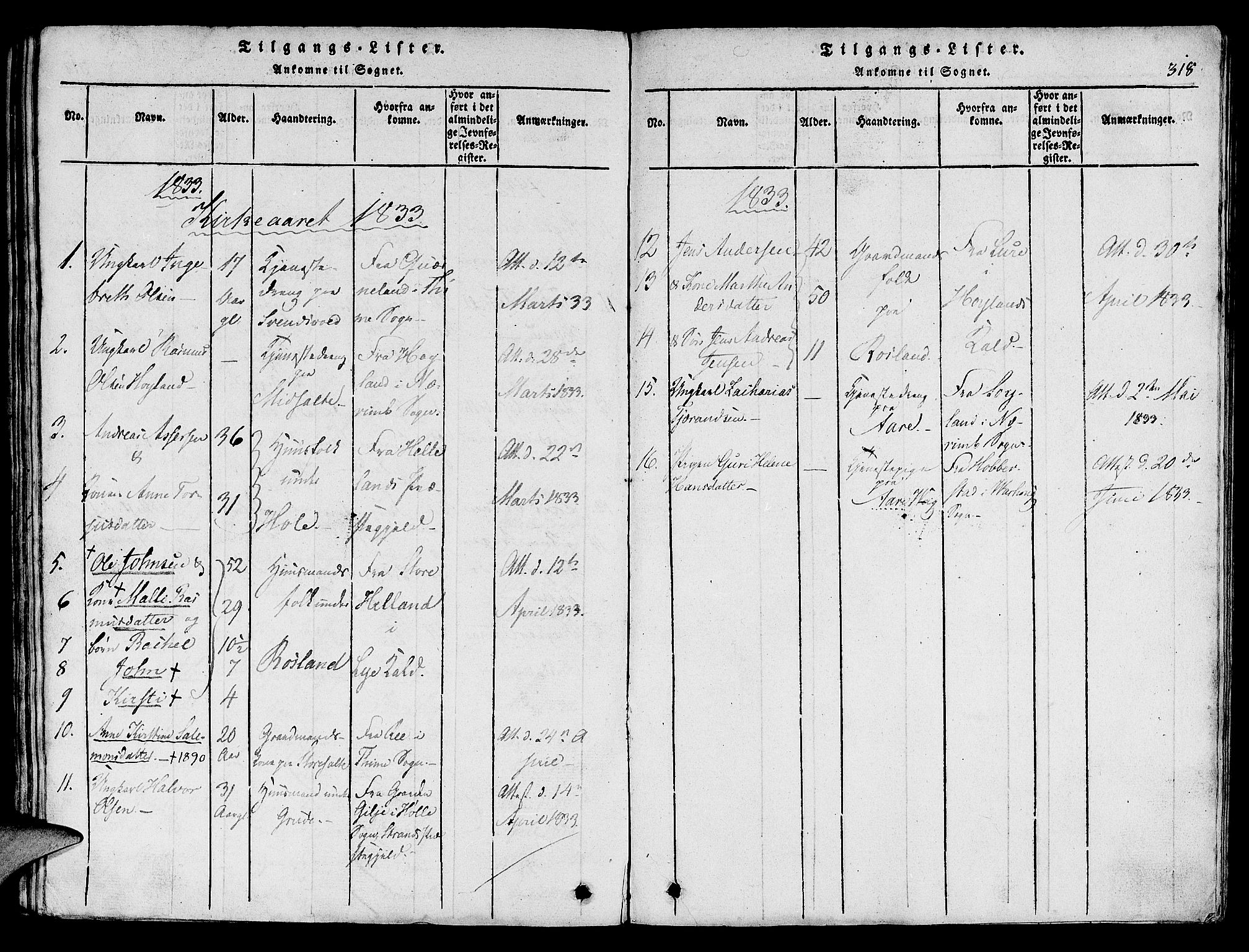 Klepp sokneprestkontor, SAST/A-101803/001/3/30BA/L0002: Parish register (official) no. A 2, 1816-1833, p. 318