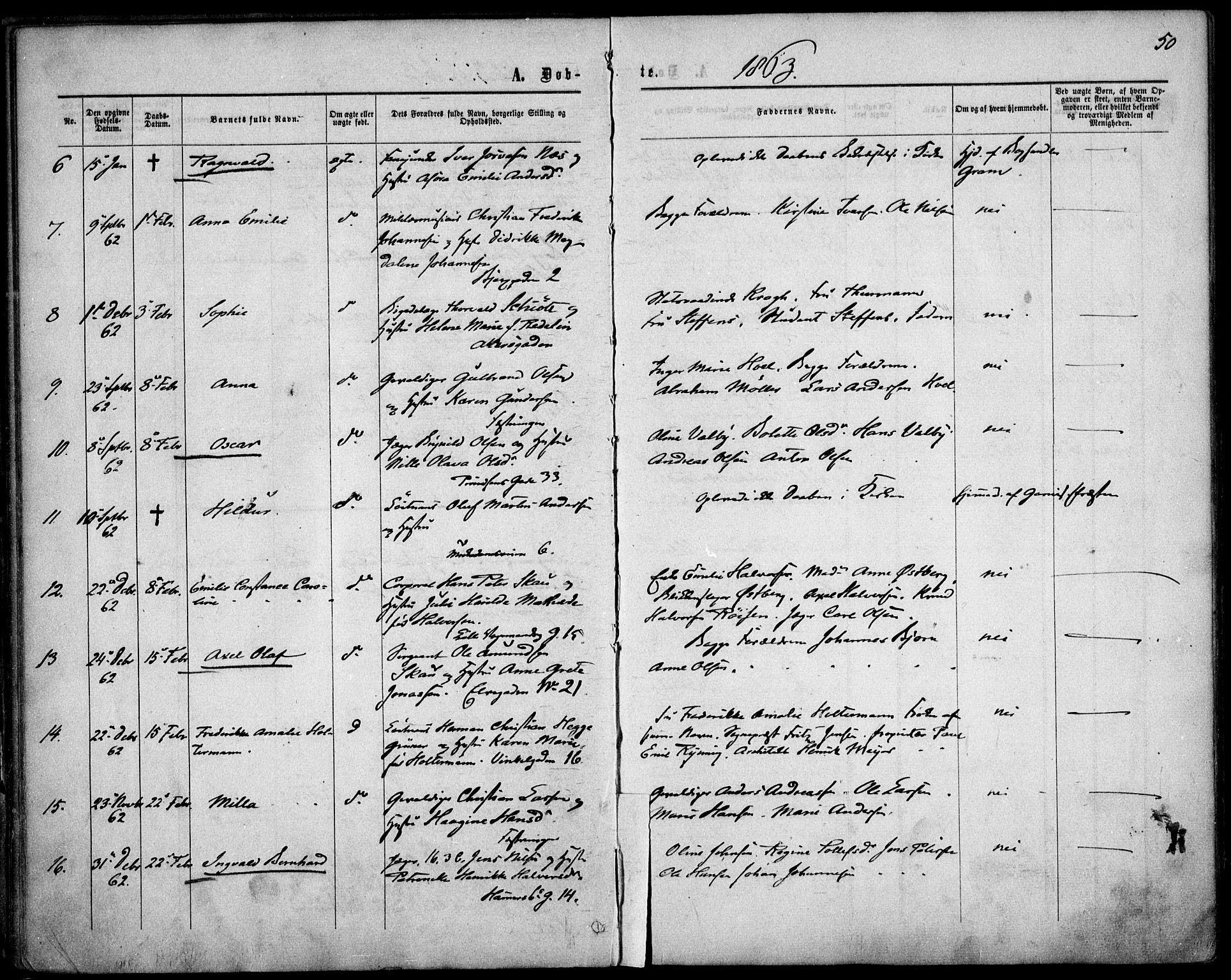 Garnisonsmenigheten Kirkebøker, AV/SAO-A-10846/F/Fa/L0010: Parish register (official) no. 10, 1859-1869, p. 50