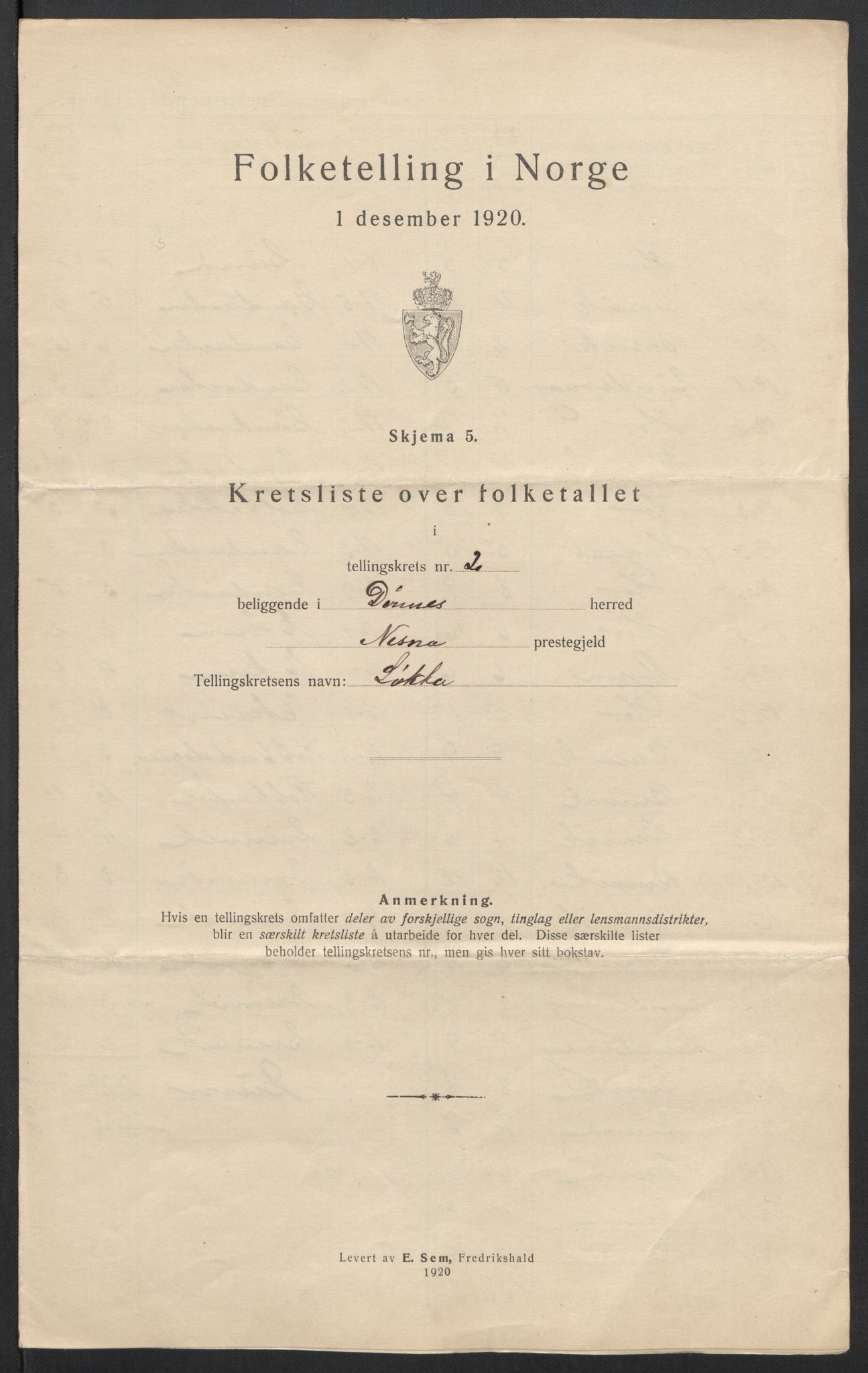 SAT, 1920 census for Dønnes, 1920, p. 9