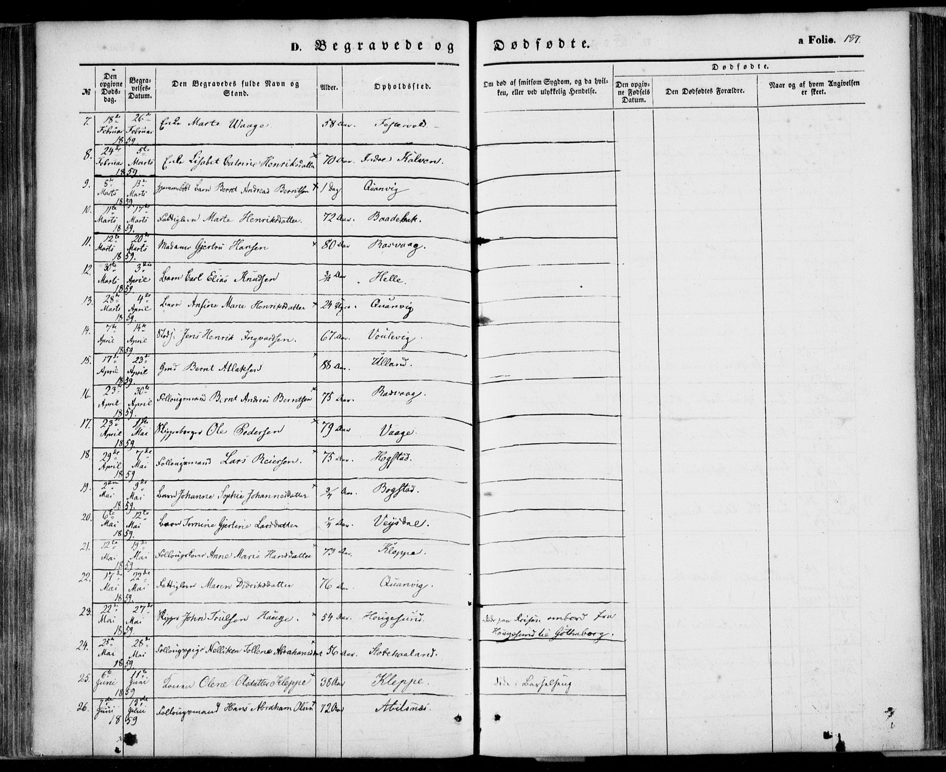 Flekkefjord sokneprestkontor, AV/SAK-1111-0012/F/Fa/Fab/L0004: Parish register (official) no. A 4, 1850-1875, p. 187