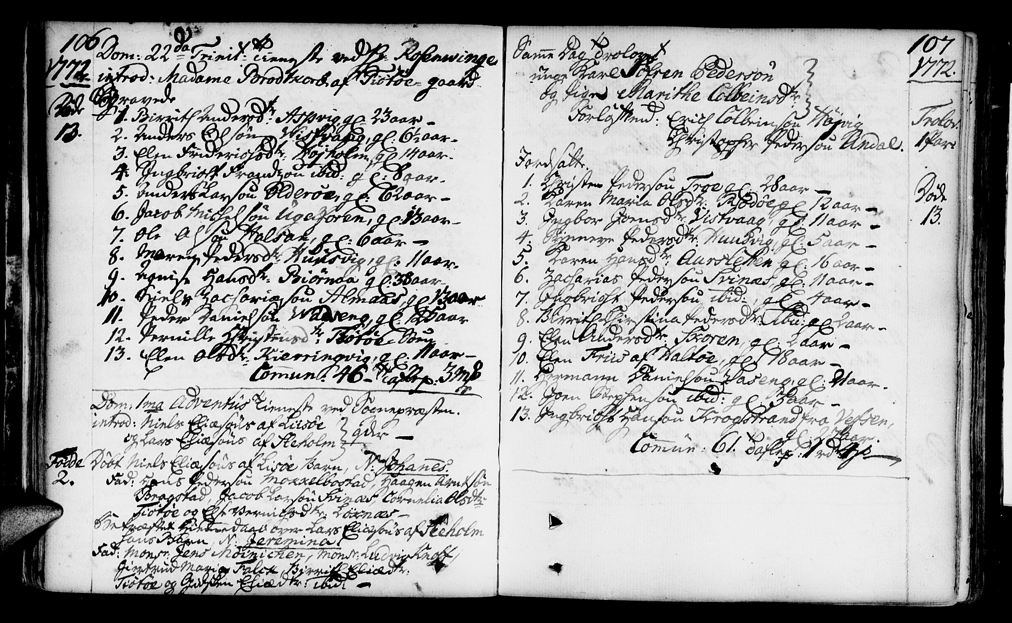 Ministerialprotokoller, klokkerbøker og fødselsregistre - Nordland, AV/SAT-A-1459/817/L0260: Parish register (official) no. 817A02 /1, 1768-1776, p. 106-107