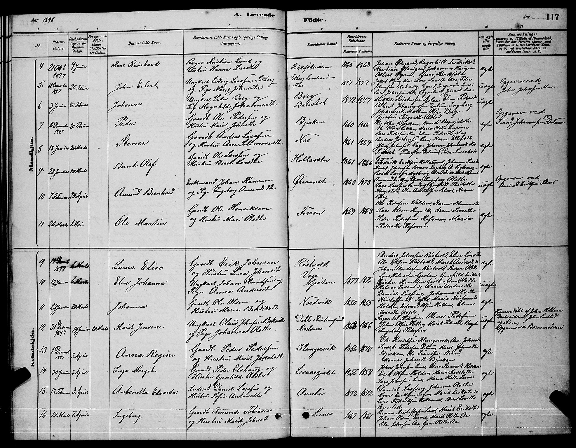 Ministerialprotokoller, klokkerbøker og fødselsregistre - Sør-Trøndelag, SAT/A-1456/630/L0504: Parish register (copy) no. 630C02, 1879-1898, p. 117