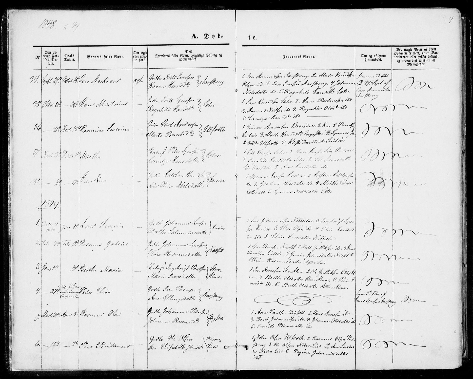 Ministerialprotokoller, klokkerbøker og fødselsregistre - Møre og Romsdal, SAT/A-1454/510/L0121: Parish register (official) no. 510A01, 1848-1877, p. 4