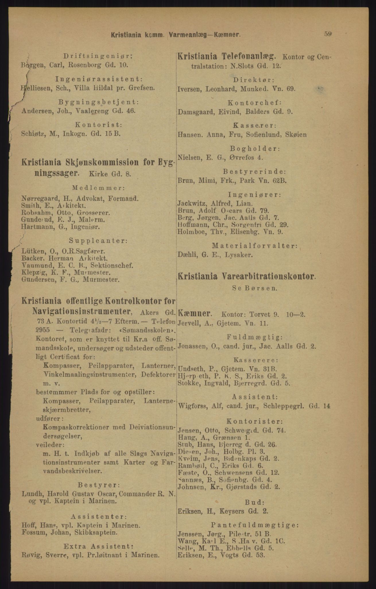 Kristiania/Oslo adressebok, PUBL/-, 1905, p. 59