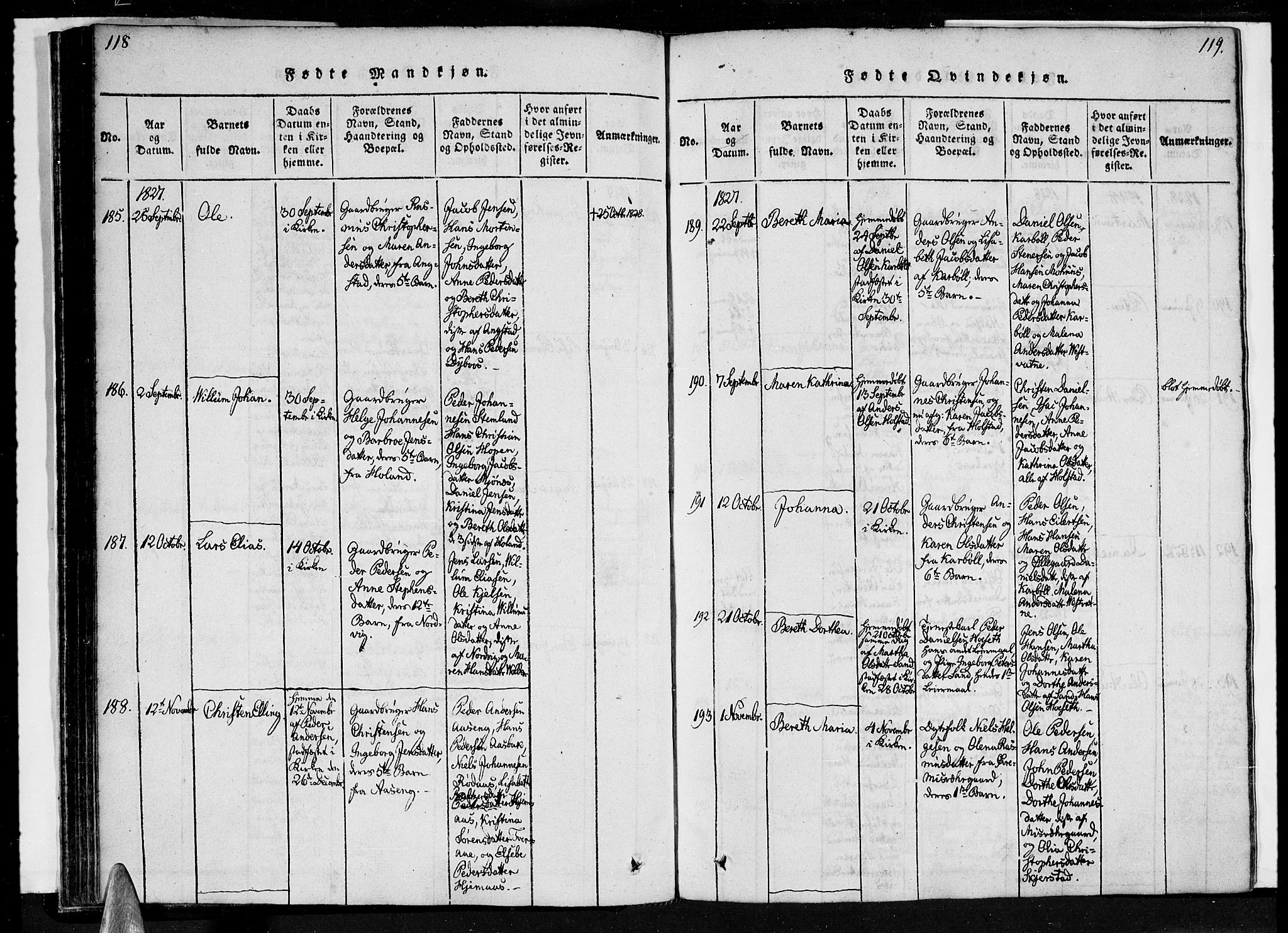 Ministerialprotokoller, klokkerbøker og fødselsregistre - Nordland, SAT/A-1459/852/L0736: Parish register (official) no. 852A06, 1820-1833, p. 118-119