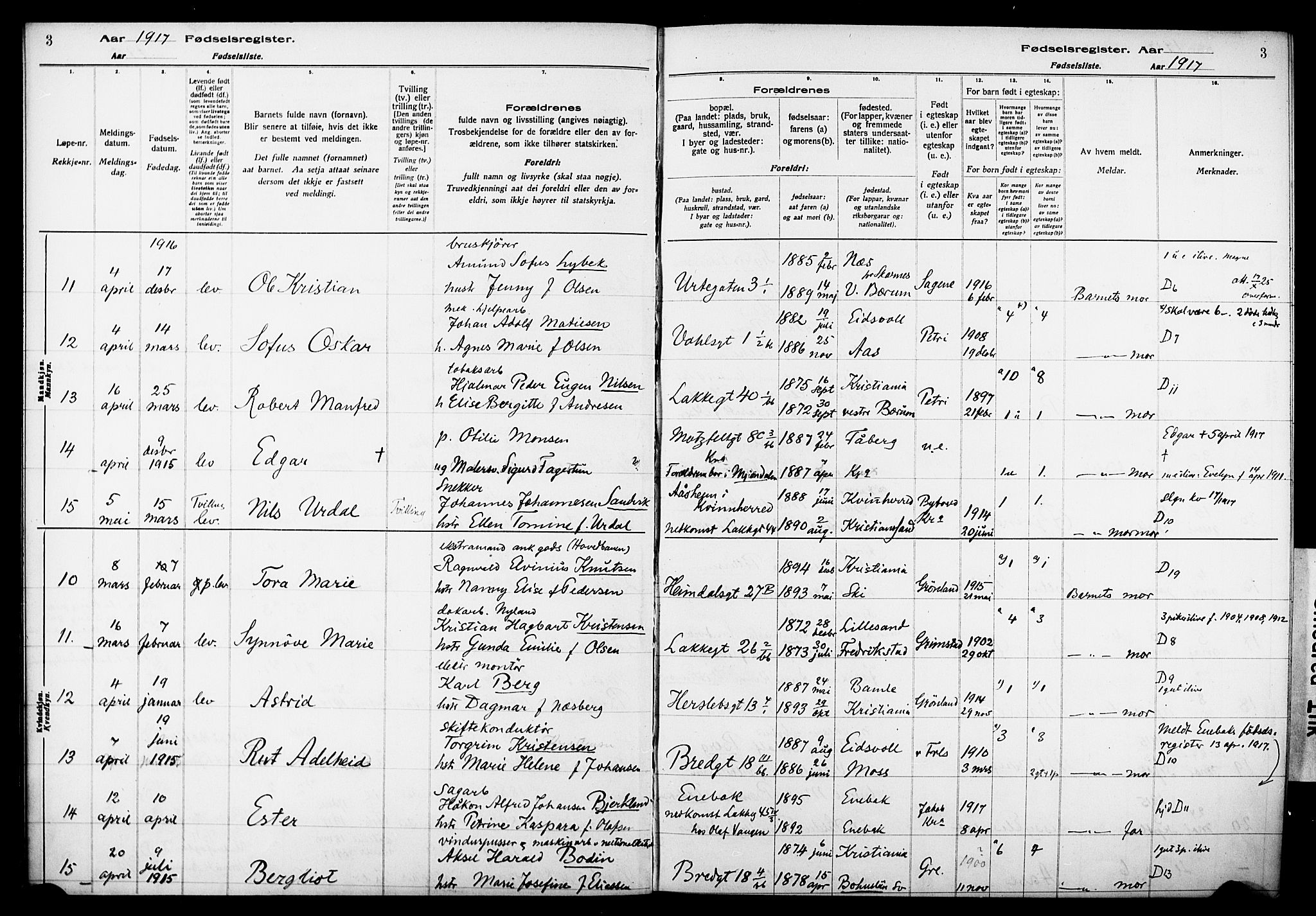 Wexel prestekontor Kirkebøker, AV/SAO-A-10879/J/L0001: Birth register no. 1, 1916-1930, p. 3