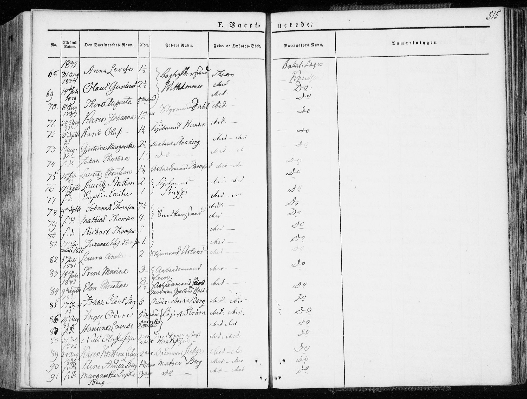 Ministerialprotokoller, klokkerbøker og fødselsregistre - Sør-Trøndelag, AV/SAT-A-1456/601/L0047: Parish register (official) no. 601A15, 1831-1839, p. 515