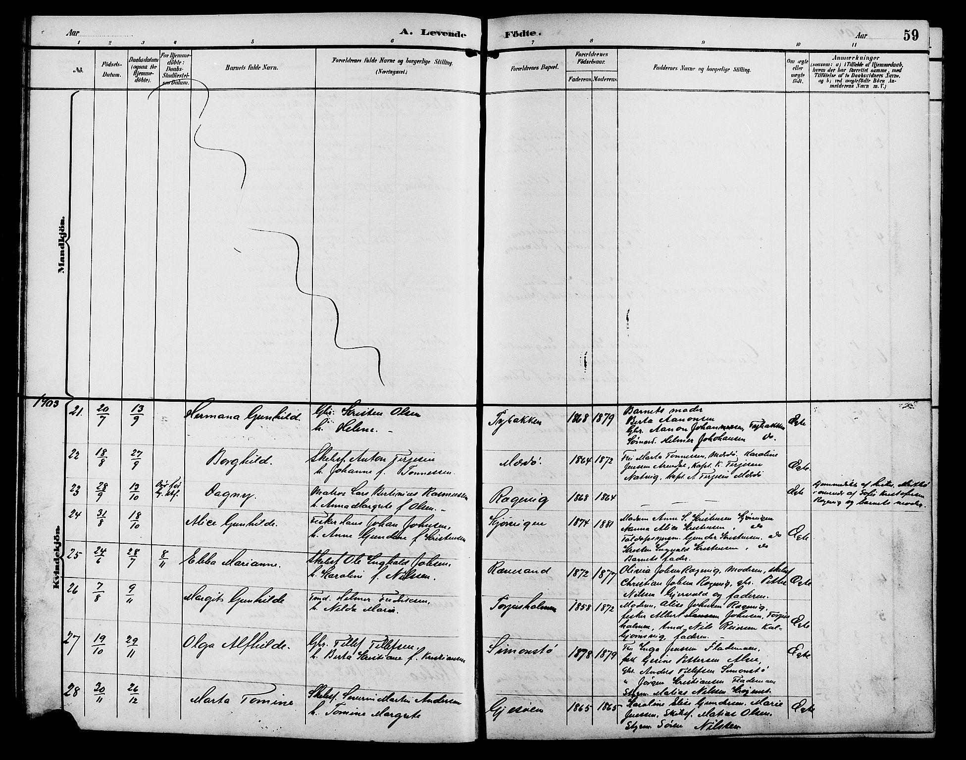 Tromøy sokneprestkontor, AV/SAK-1111-0041/F/Fb/L0006: Parish register (copy) no. B 6, 1892-1907, p. 59