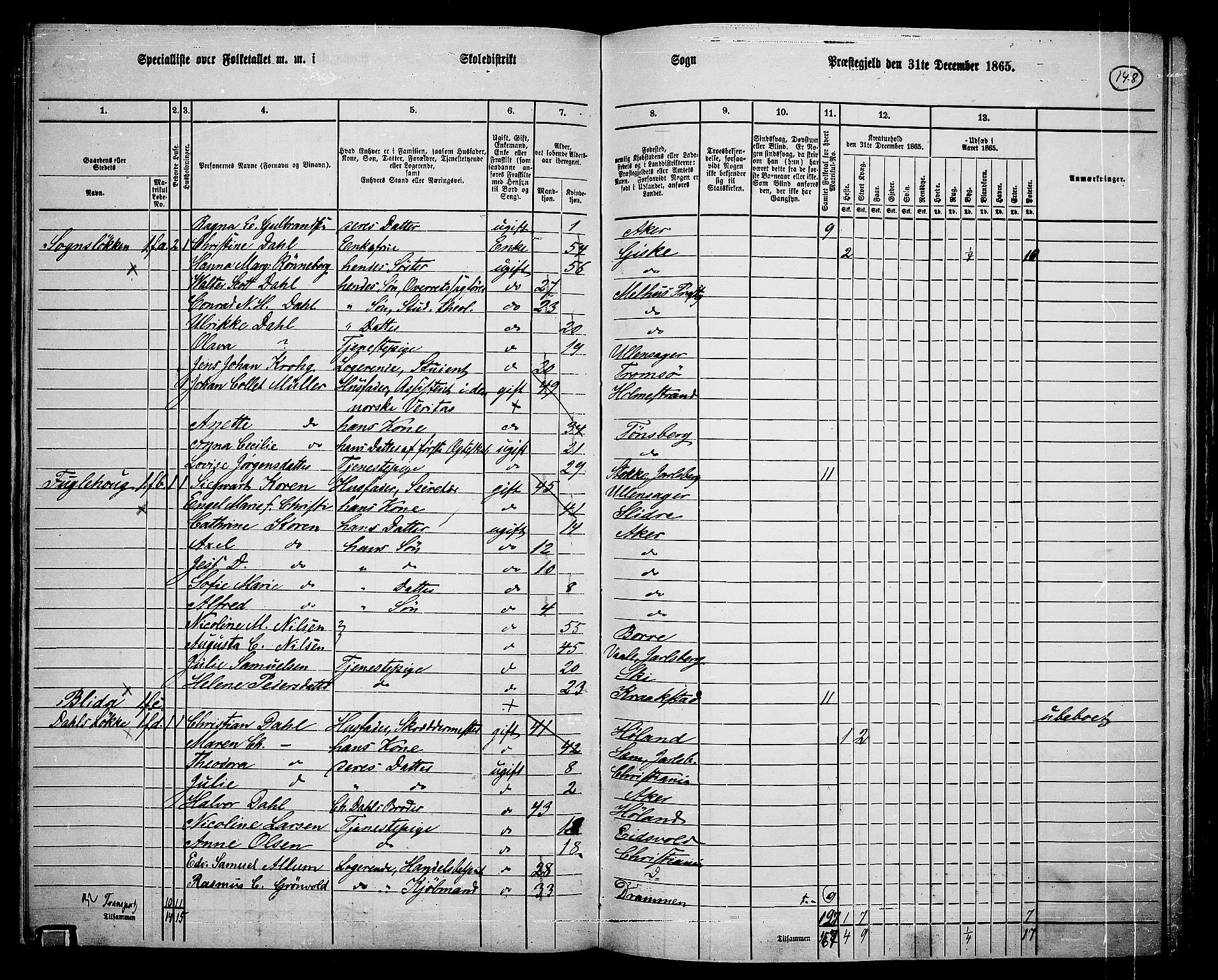 RA, 1865 census for Vestre Aker, 1865, p. 314