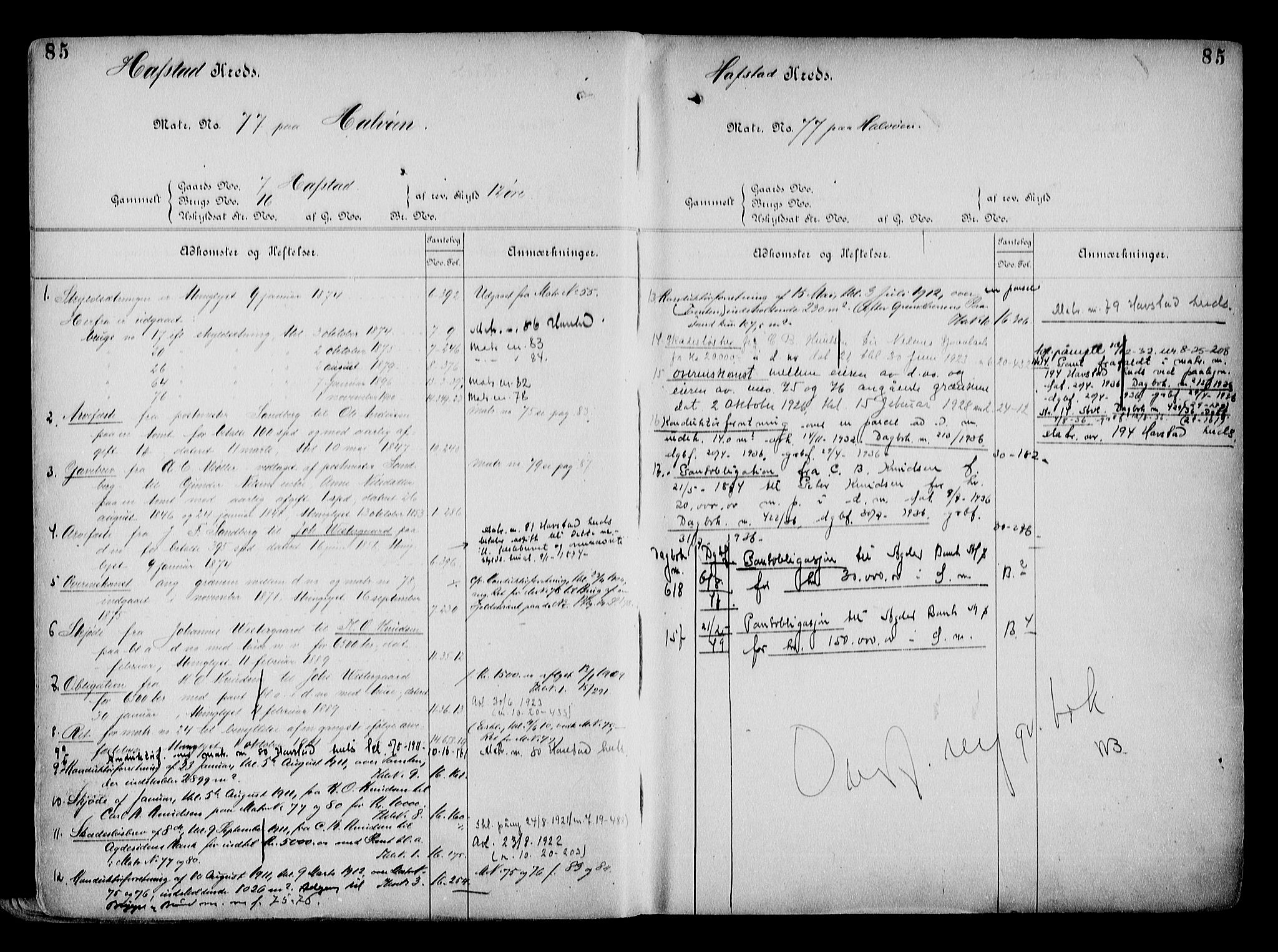 Arendal byfogd, AV/SAK-1222-0001/G/Ga/L0015: Mortgage register no. 13, 1860-1960, p. 85