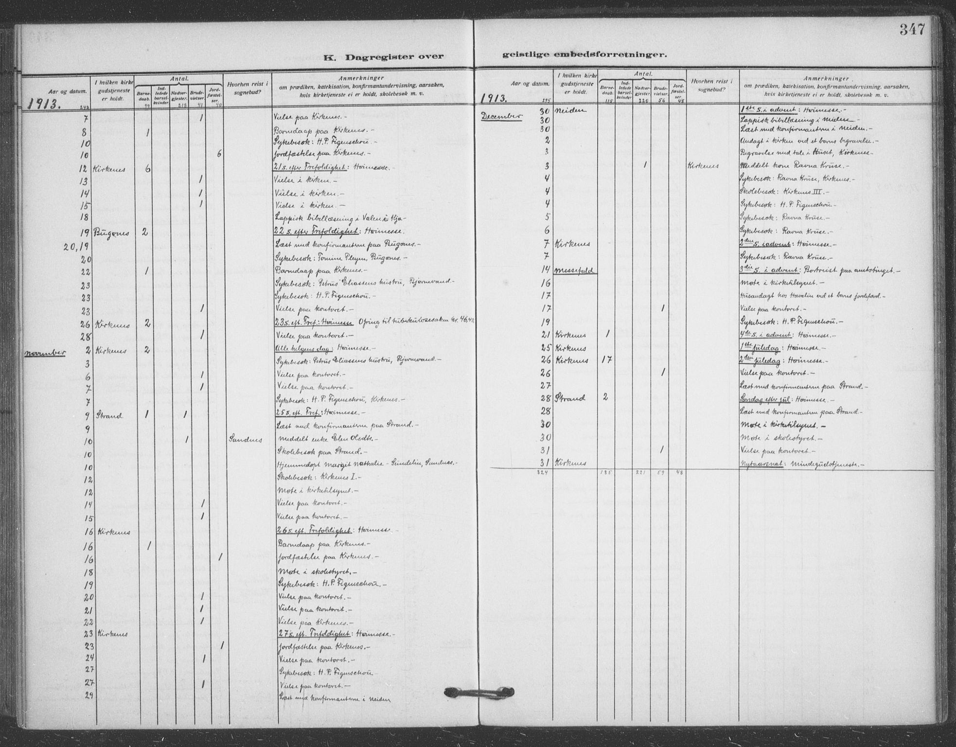 Sør-Varanger sokneprestkontor, SATØ/S-1331/H/Ha/L0005kirke: Parish register (official) no. 5, 1909-1919, p. 347