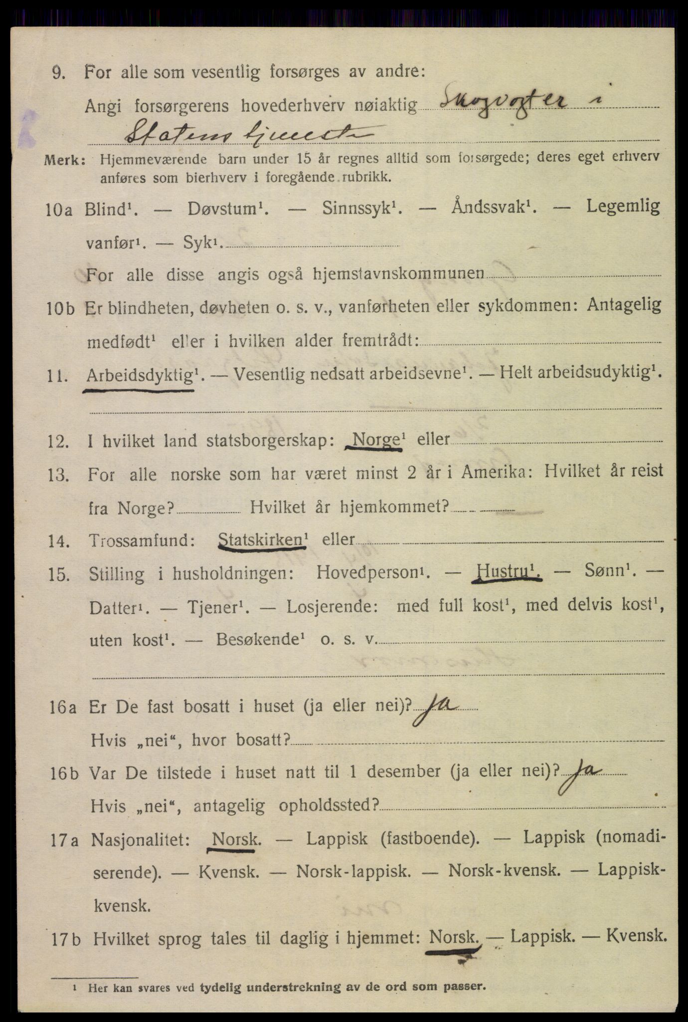 SAT, 1920 census for Grong, 1920, p. 5588