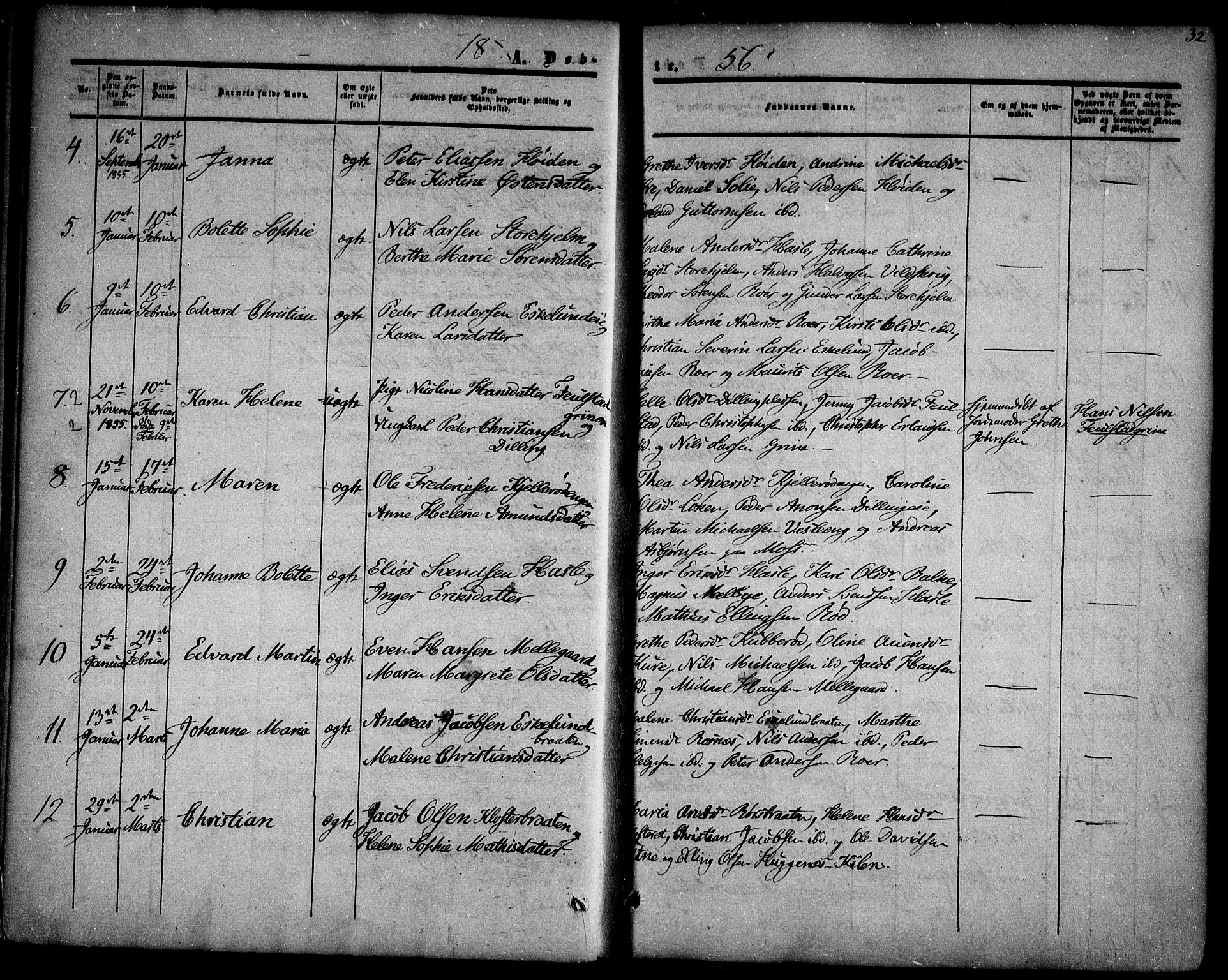 Rygge prestekontor Kirkebøker, AV/SAO-A-10084b/F/Fa/L0005: Parish register (official) no. 5, 1852-1871, p. 32