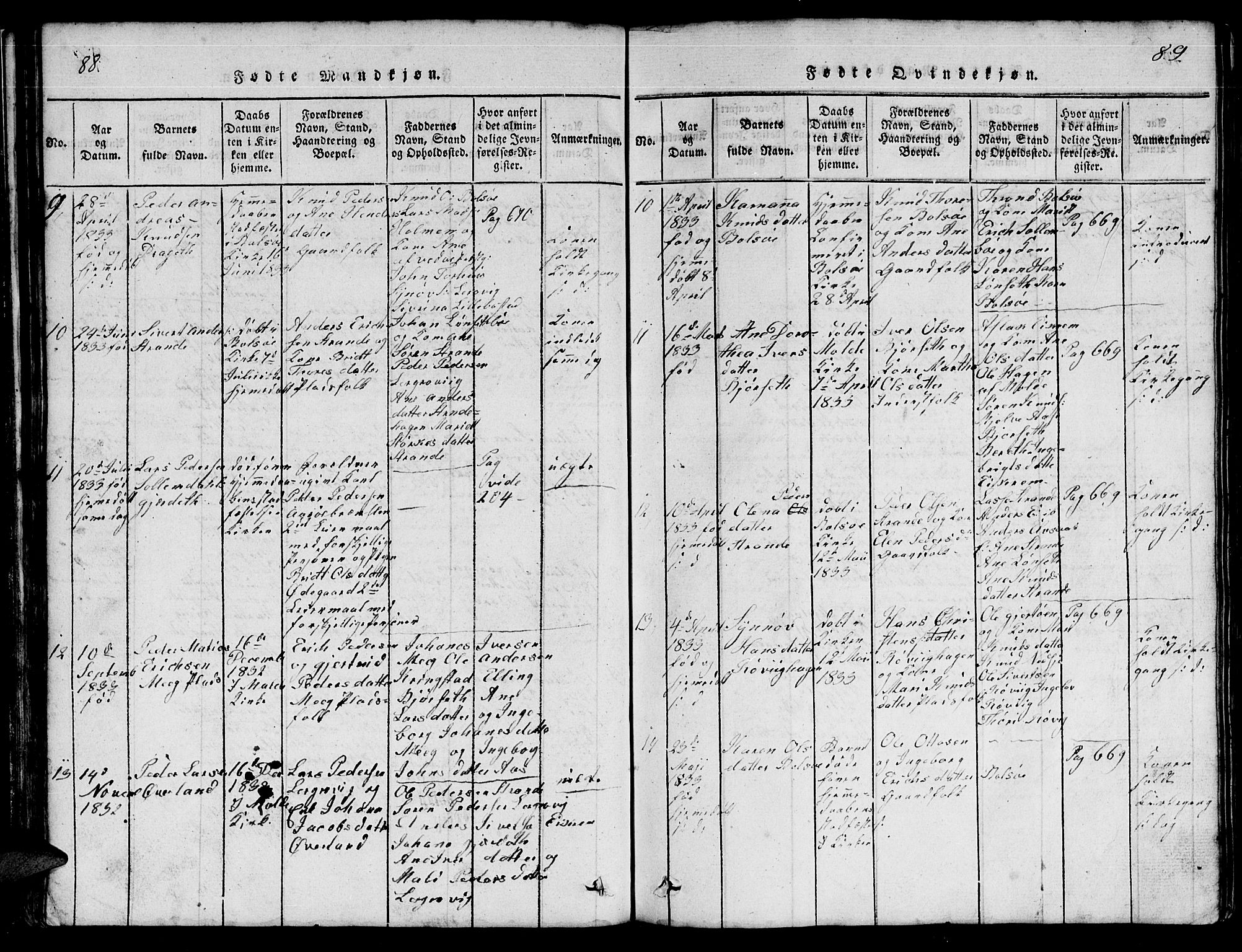Ministerialprotokoller, klokkerbøker og fødselsregistre - Møre og Romsdal, SAT/A-1454/555/L0665: Parish register (copy) no. 555C01, 1818-1868, p. 88-89