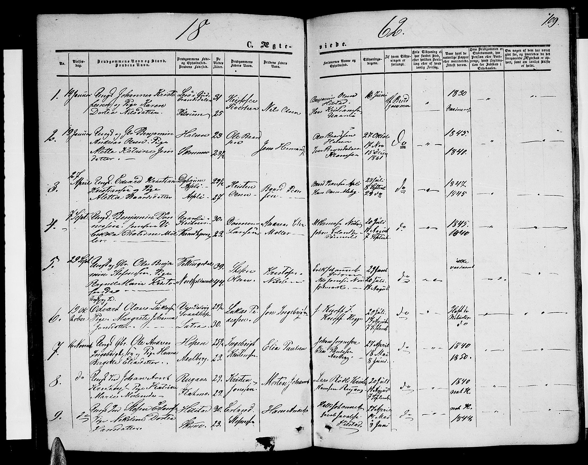 Ministerialprotokoller, klokkerbøker og fødselsregistre - Nordland, SAT/A-1459/814/L0229: Parish register (copy) no. 814C02, 1859-1883, p. 109