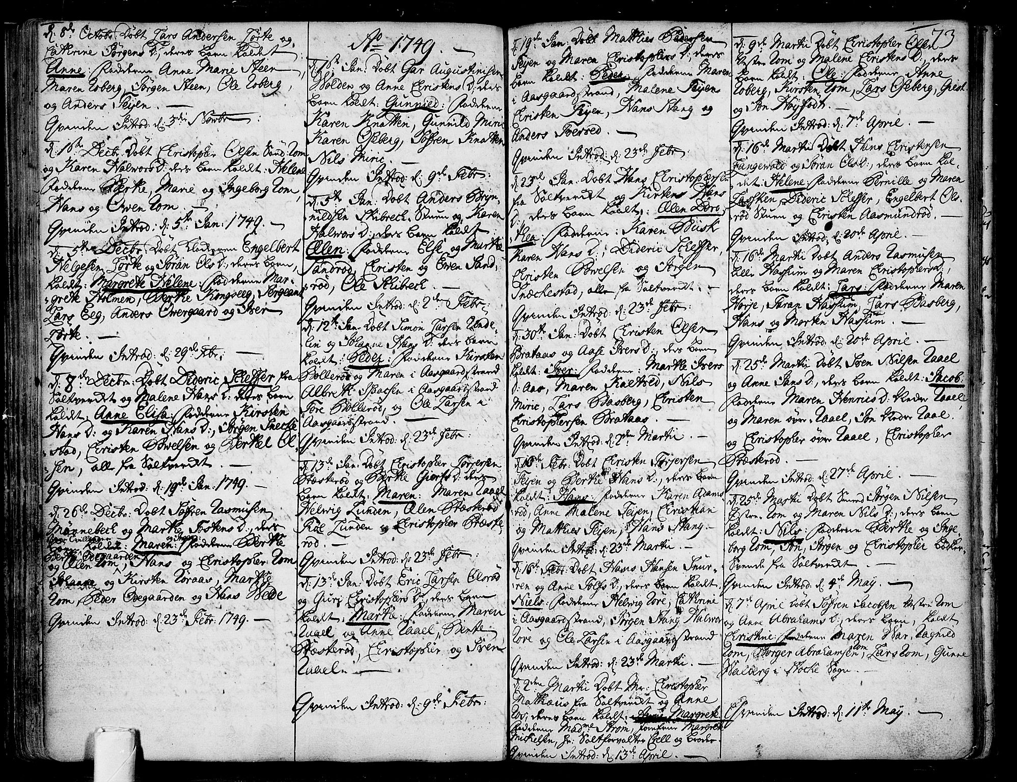 Sem kirkebøker, SAKO/A-5/F/Fb/L0001: Parish register (official) no. II 1, 1702-1764, p. 73