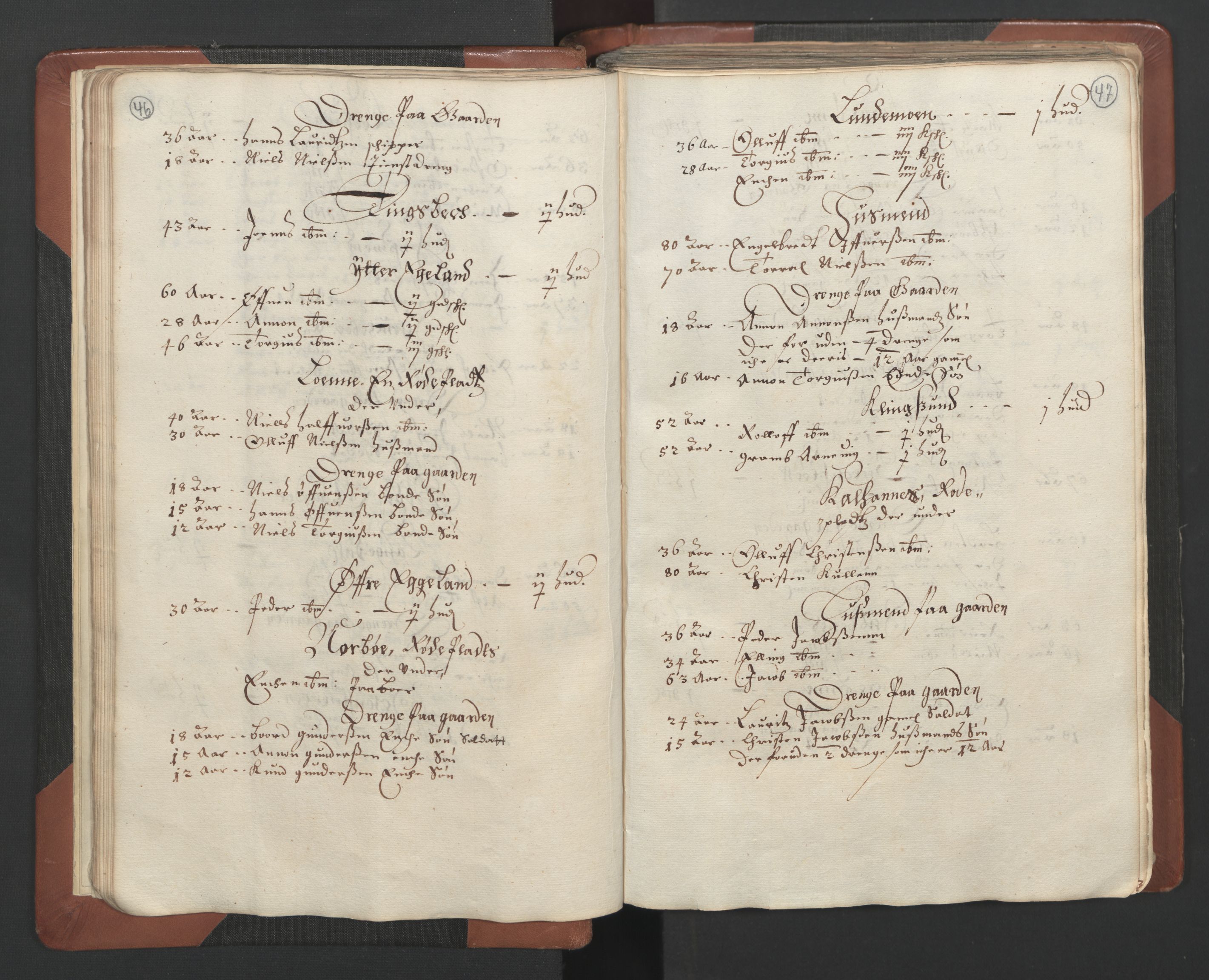 RA, Bailiff's Census 1664-1666, no. 7: Nedenes fogderi, 1664-1666, p. 46-47