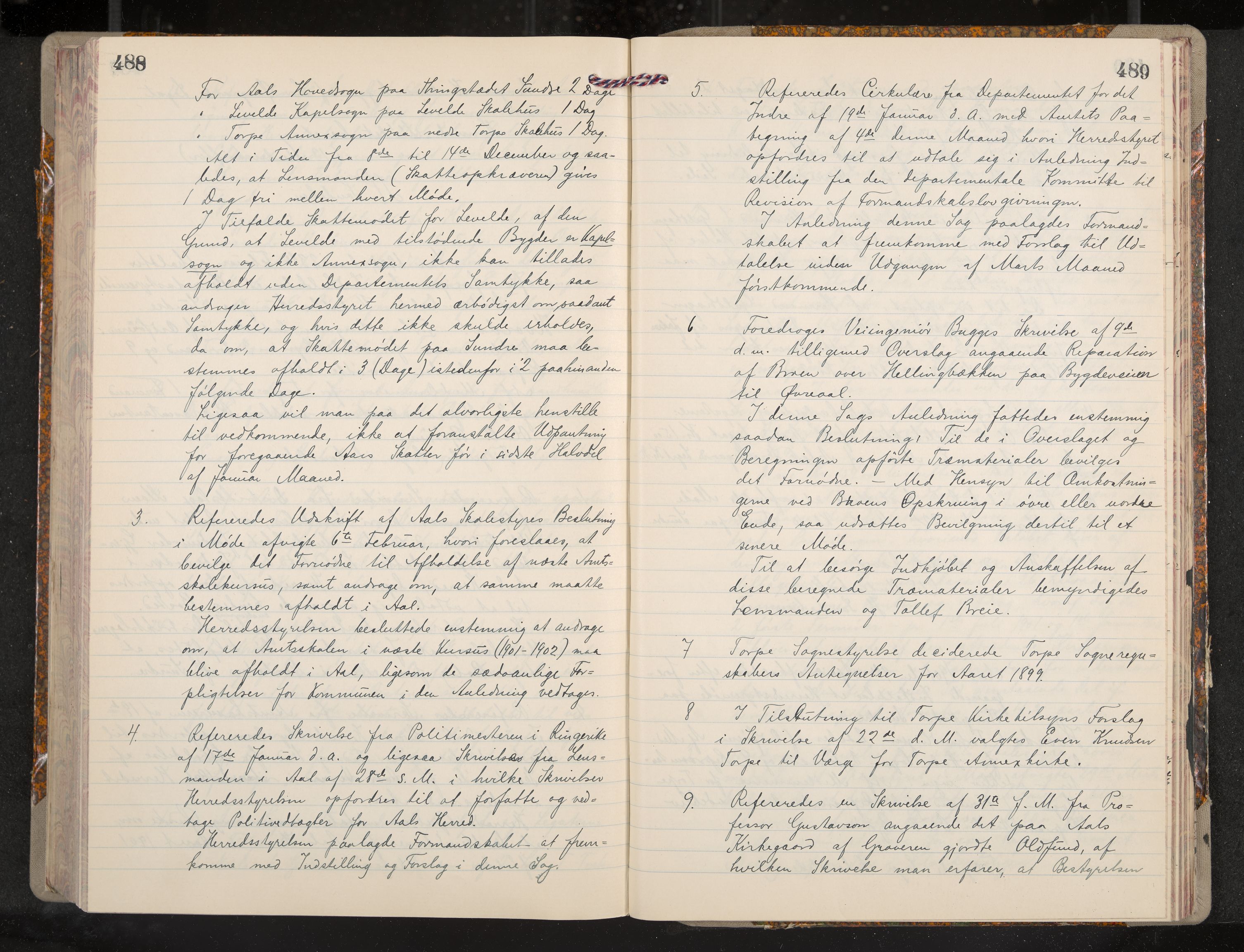 Ål formannskap og sentraladministrasjon, IKAK/0619021/A/Aa/L0004: Utskrift av møtebok, 1881-1901, p. 488-489