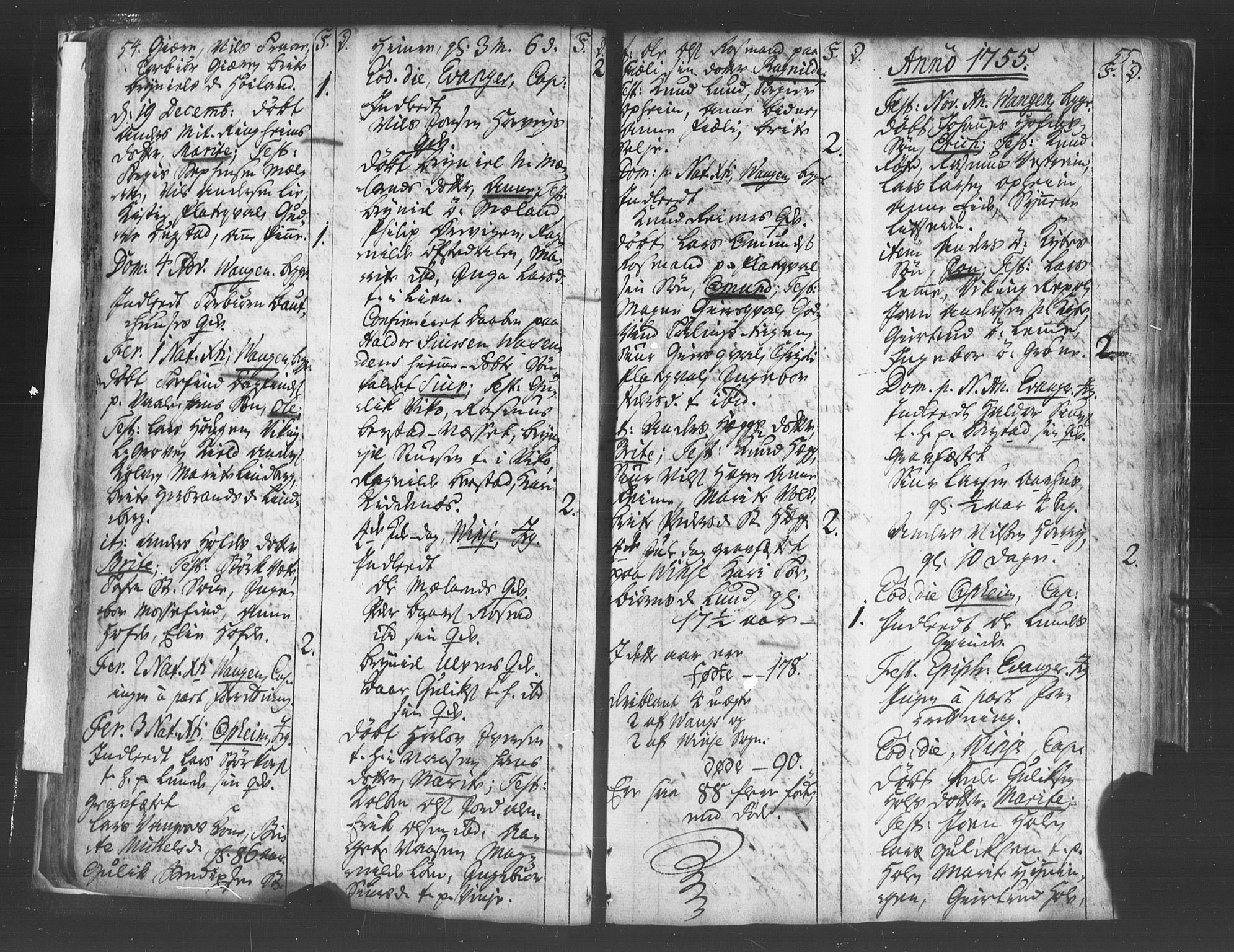 Voss sokneprestembete, AV/SAB-A-79001/H/Haa: Parish register (official) no. A 8, 1752-1780, p. 54-55