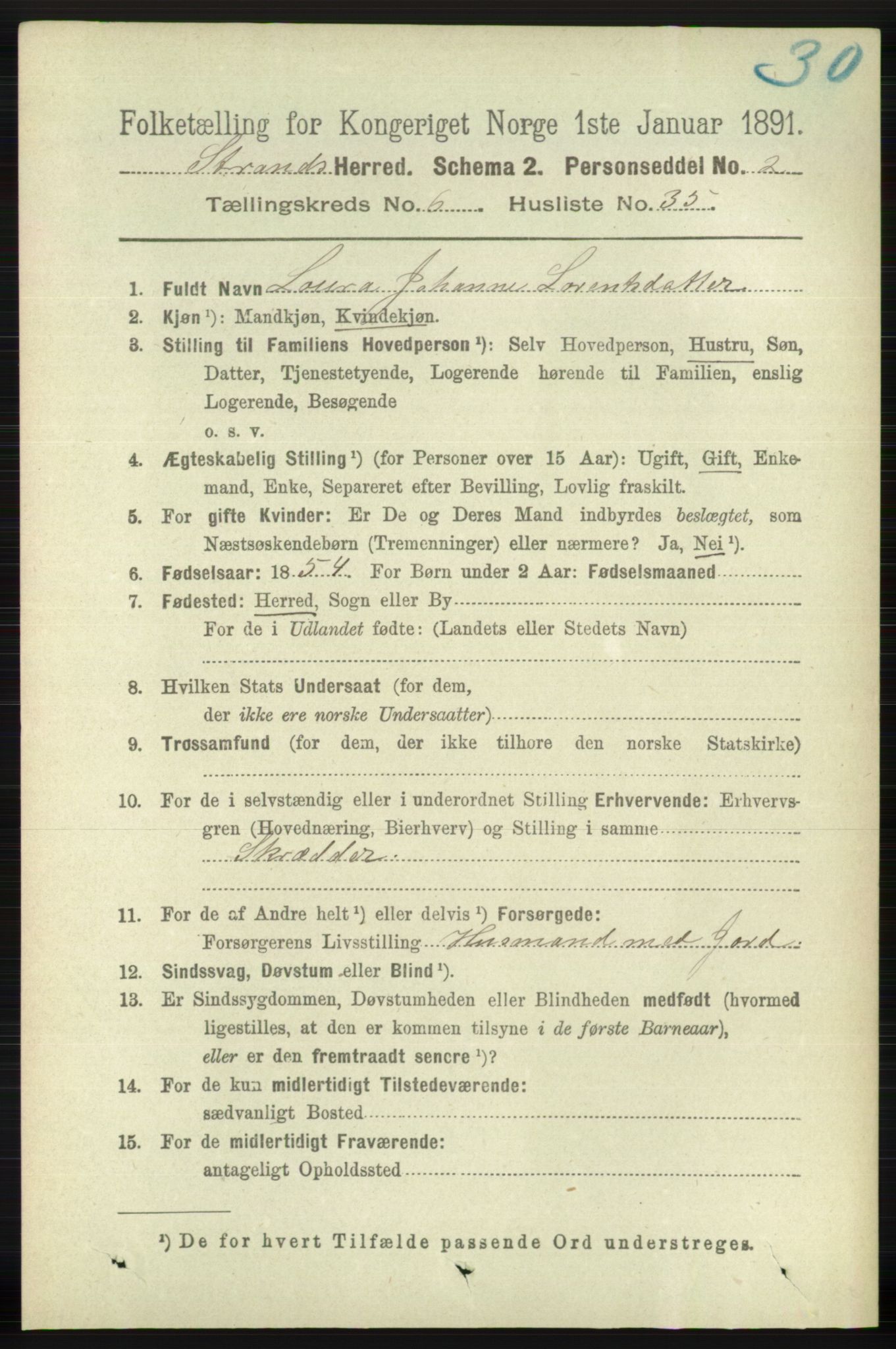 RA, 1891 census for 1130 Strand, 1891, p. 1855