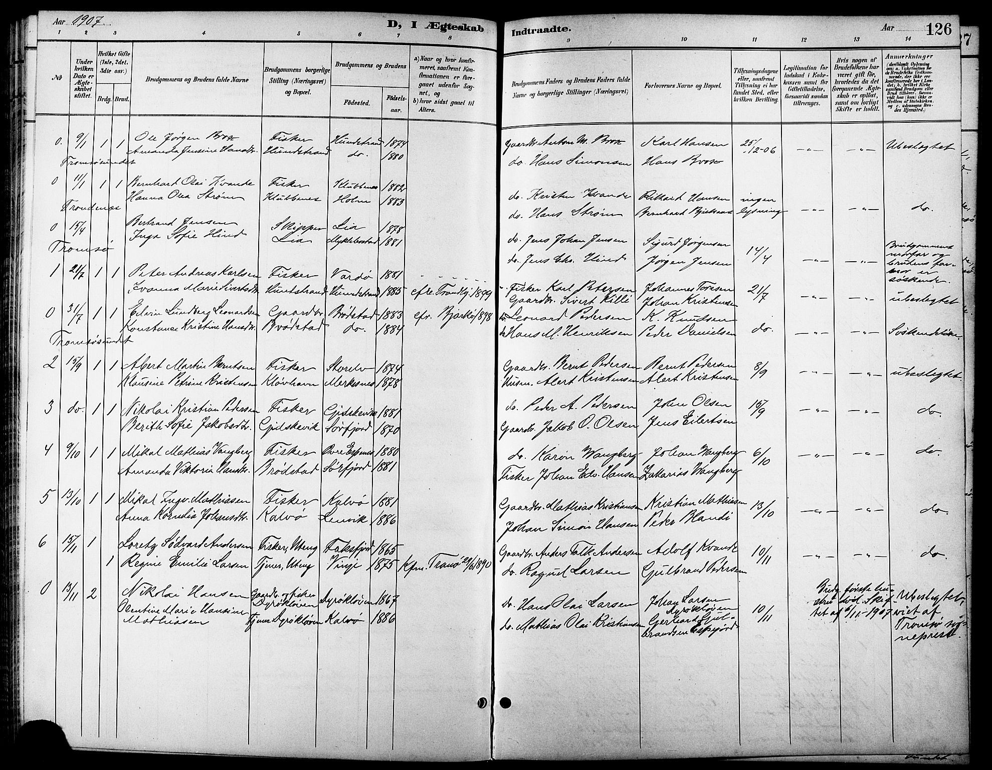 Tranøy sokneprestkontor, SATØ/S-1313/I/Ia/Iab/L0014klokker: Parish register (copy) no. 14, 1896-1918, p. 126