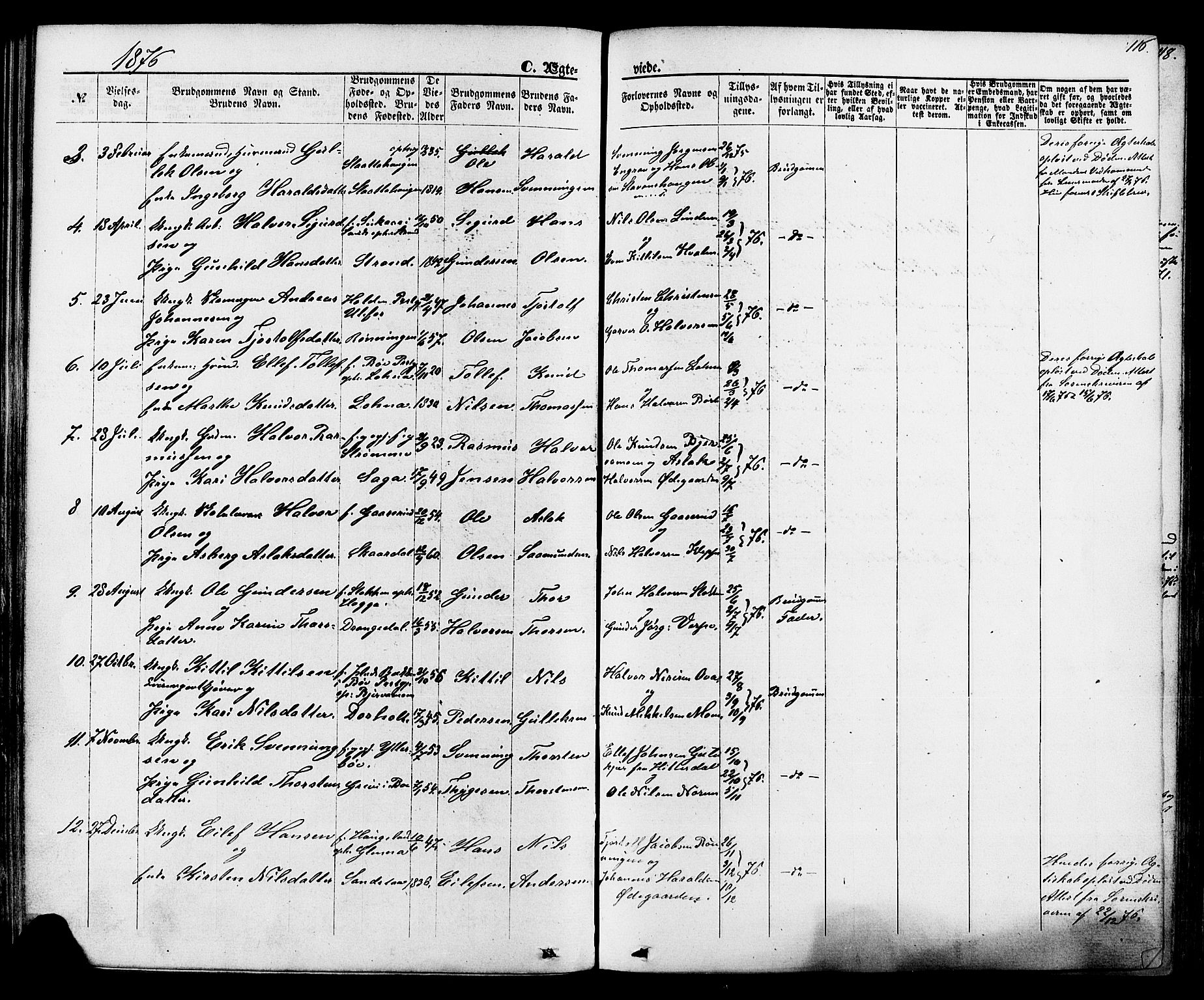 Lunde kirkebøker, SAKO/A-282/F/Fa/L0001: Parish register (official) no. I 1, 1866-1883, p. 116