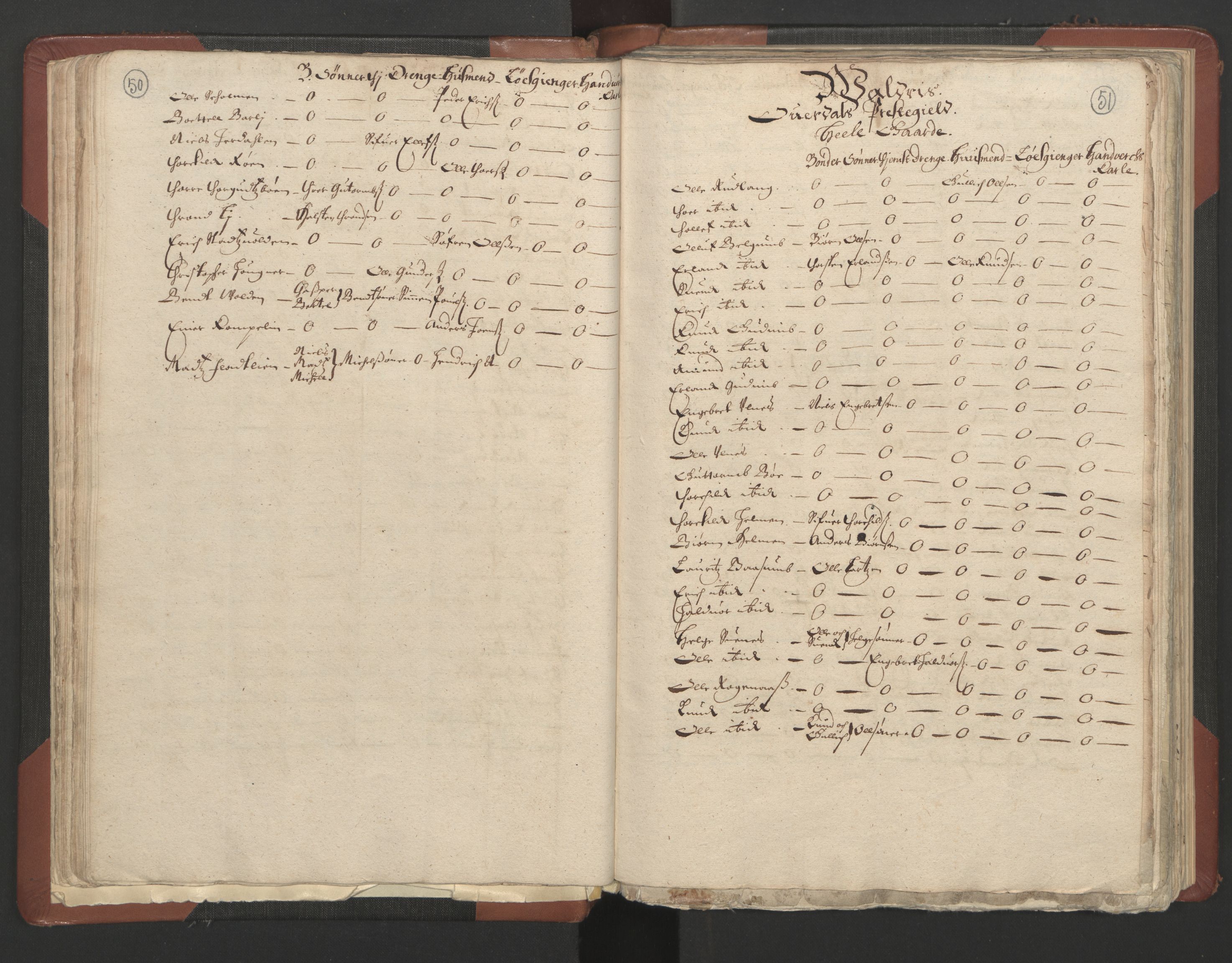 RA, Bailiff's Census 1664-1666, no. 4: Hadeland and Valdres fogderi and Gudbrandsdal fogderi, 1664, p. 50-51