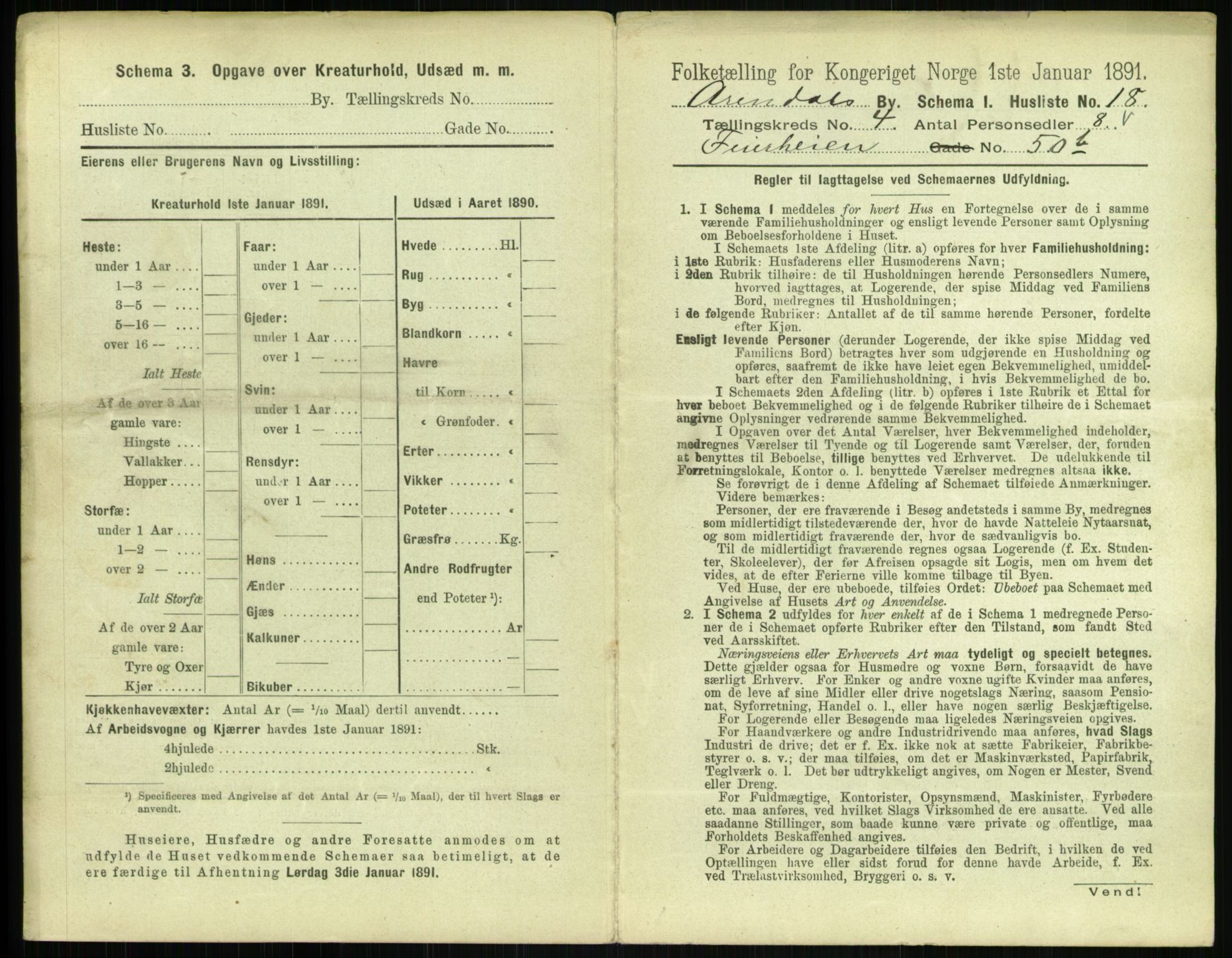 RA, 1891 census for 0903 Arendal, 1891, p. 206