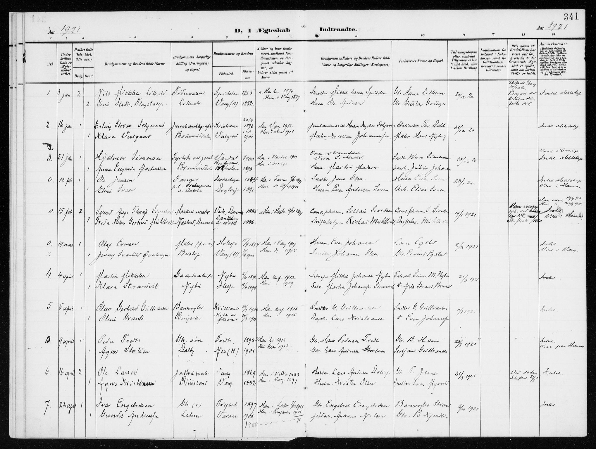 Furnes prestekontor, SAH/PREST-012/K/Ka/L0001: Parish register (official) no. 1, 1907-1935, p. 341