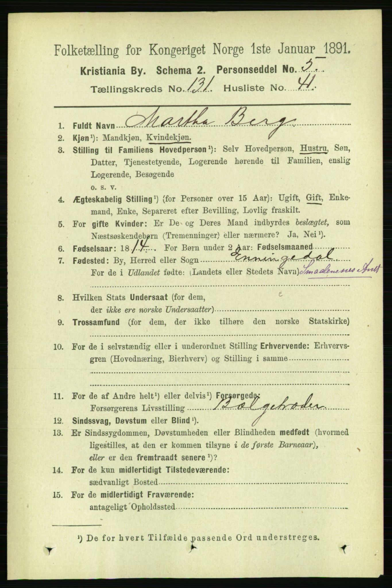 RA, 1891 census for 0301 Kristiania, 1891, p. 71316