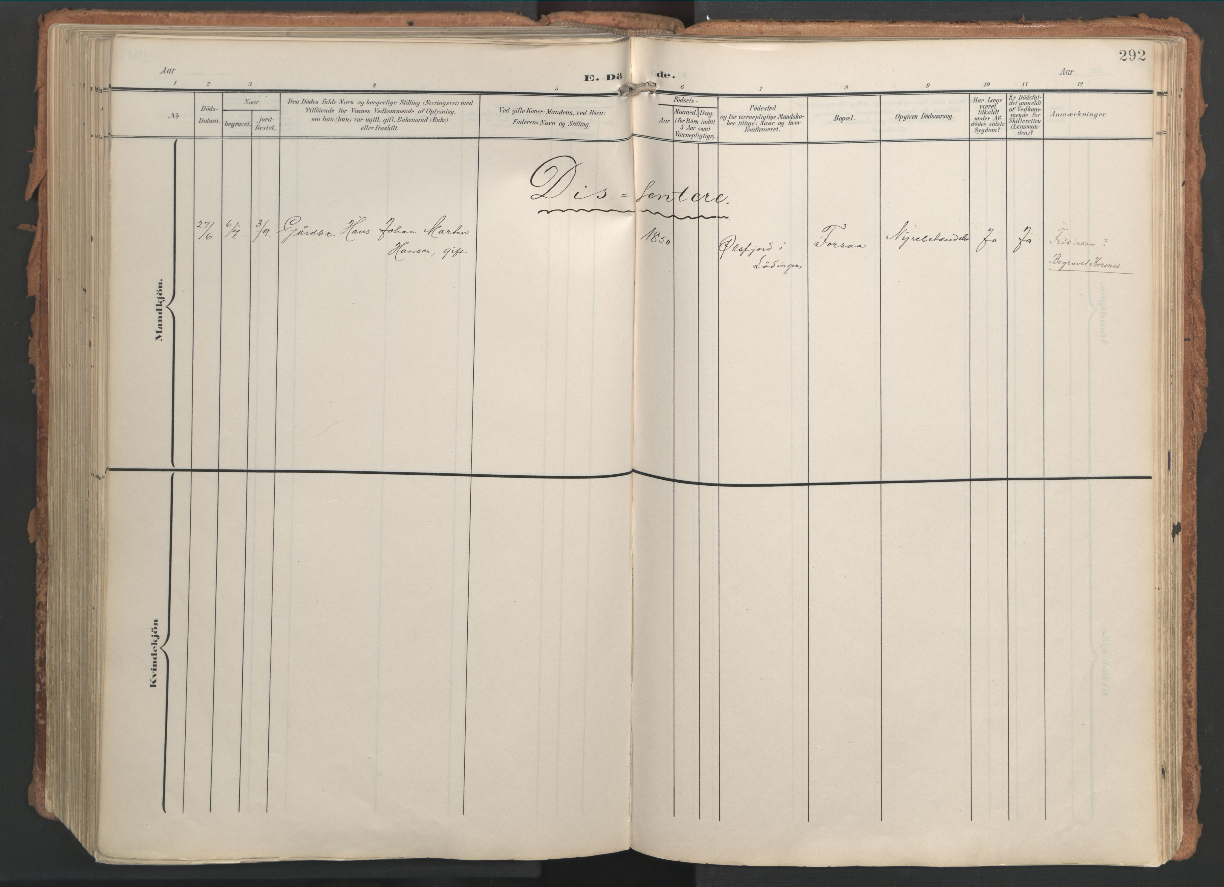 Ministerialprotokoller, klokkerbøker og fødselsregistre - Nordland, SAT/A-1459/861/L0871: Parish register (official) no. 861A06, 1903-1916, p. 292